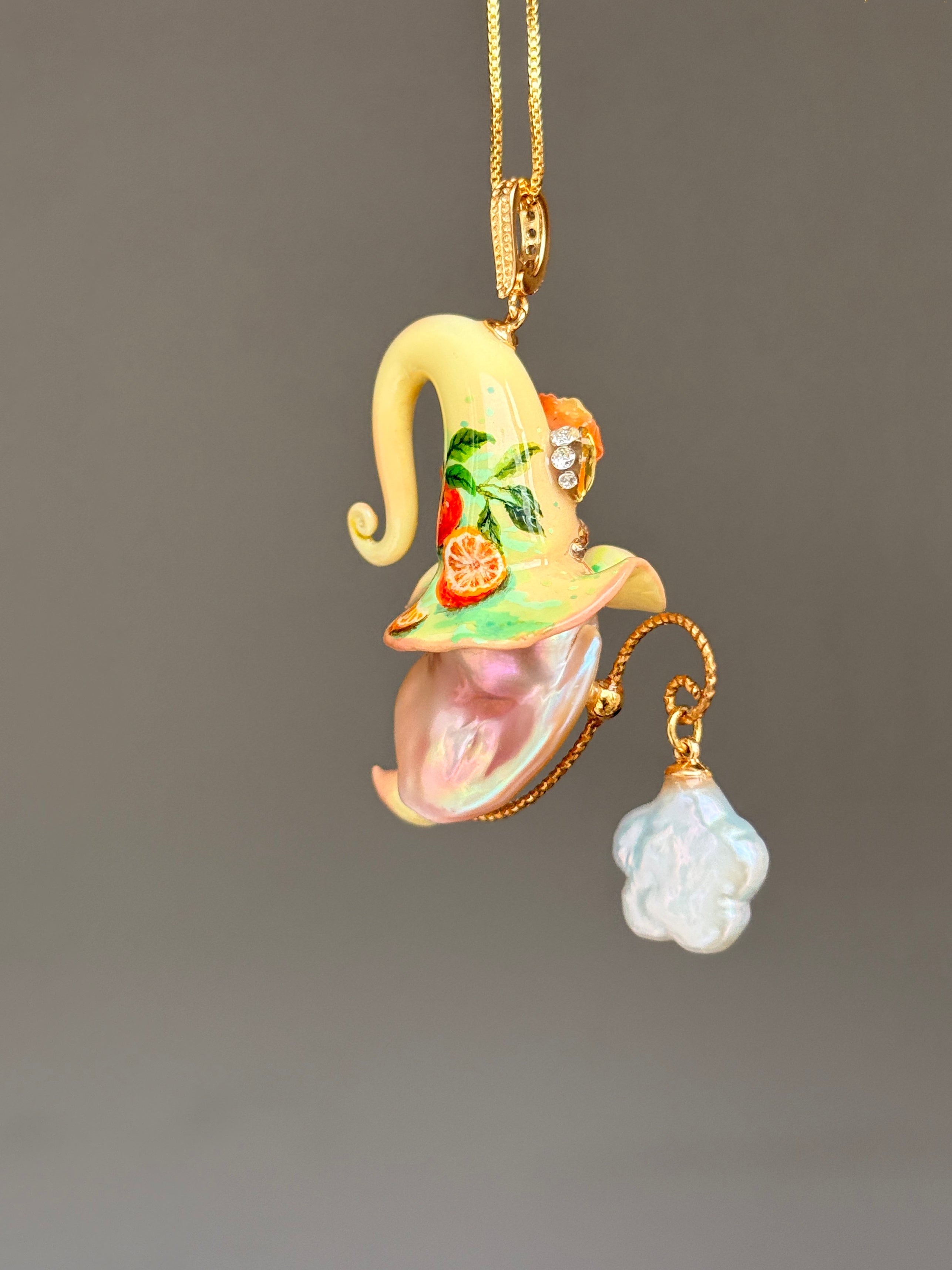 Hidden Citrus Sprite Baroque Pearl Necklace SKUE3