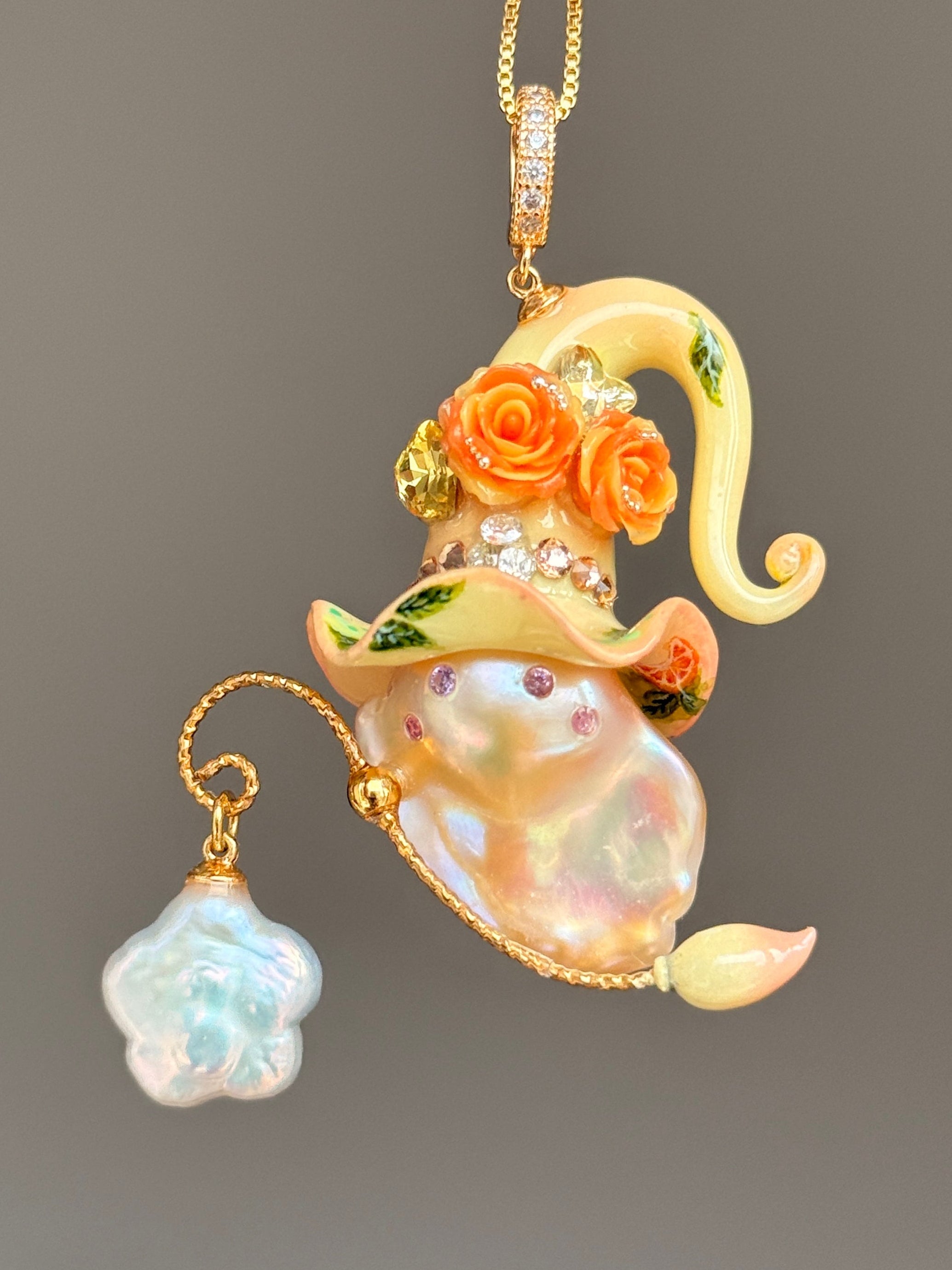 Hidden Citrus Sprite Baroque Pearl Necklace SKUE3