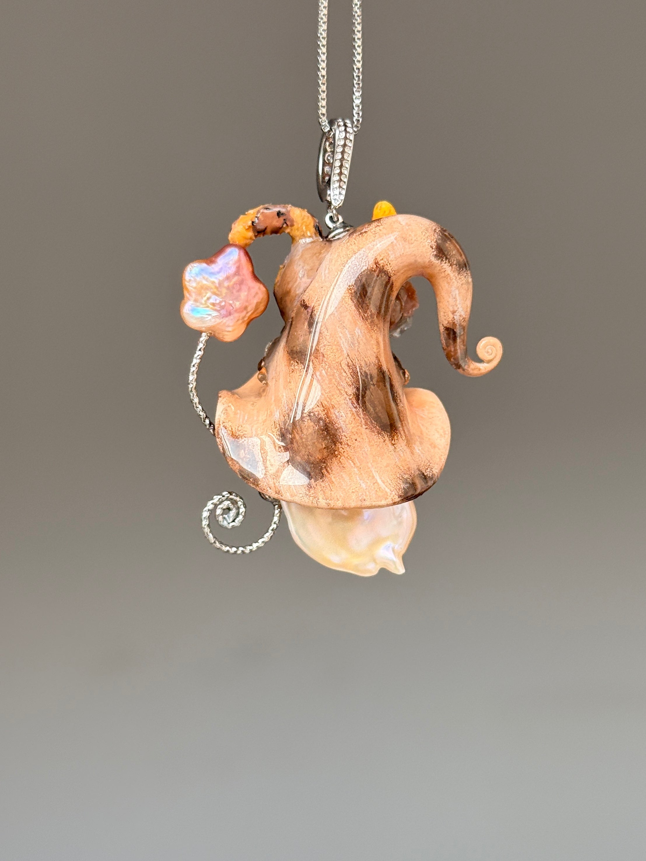 Savanna Cheetah Sprite Baroque Pearl Necklace SKUE2