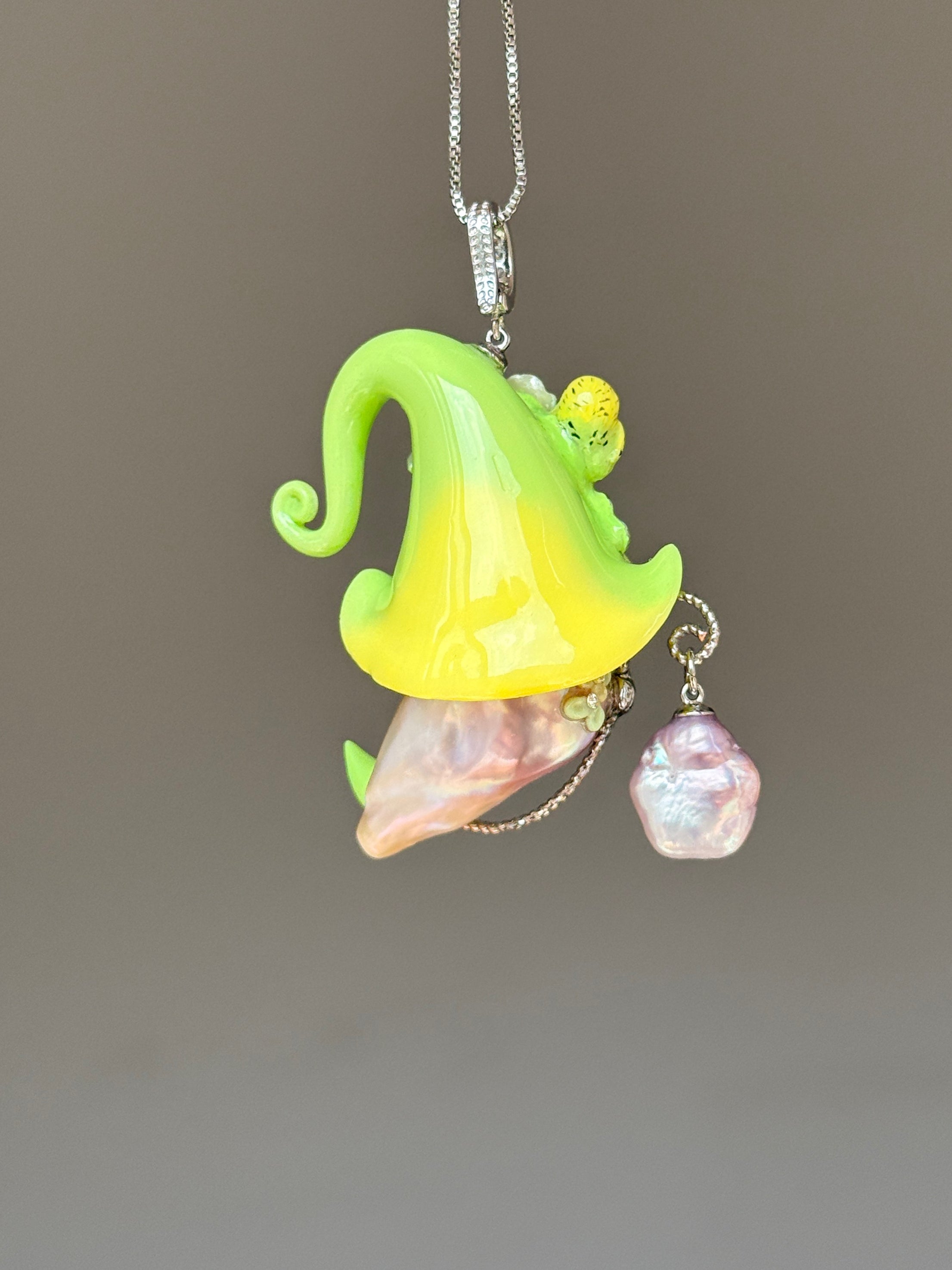 Emerald Parrot Sprite Baroque Pearl Necklace SKU1171P1553
