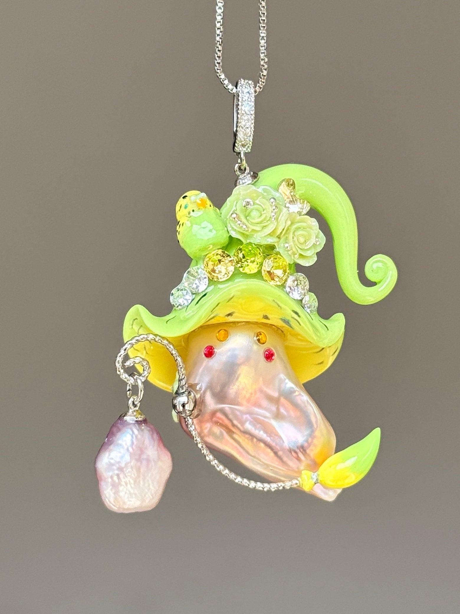 Emerald Parrot Sprite Baroque Pearl Necklace SKU1171P1553