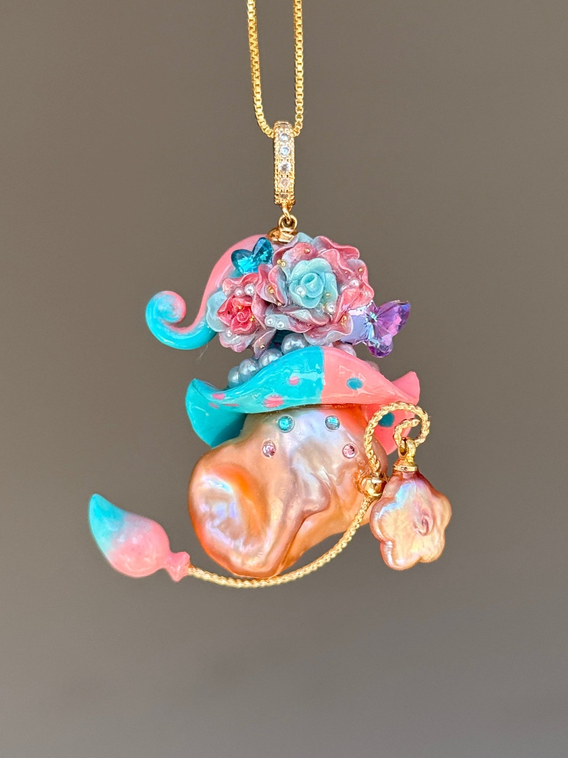 Cotton Candy Colorblock Baroque Pearl Necklace SKU1169