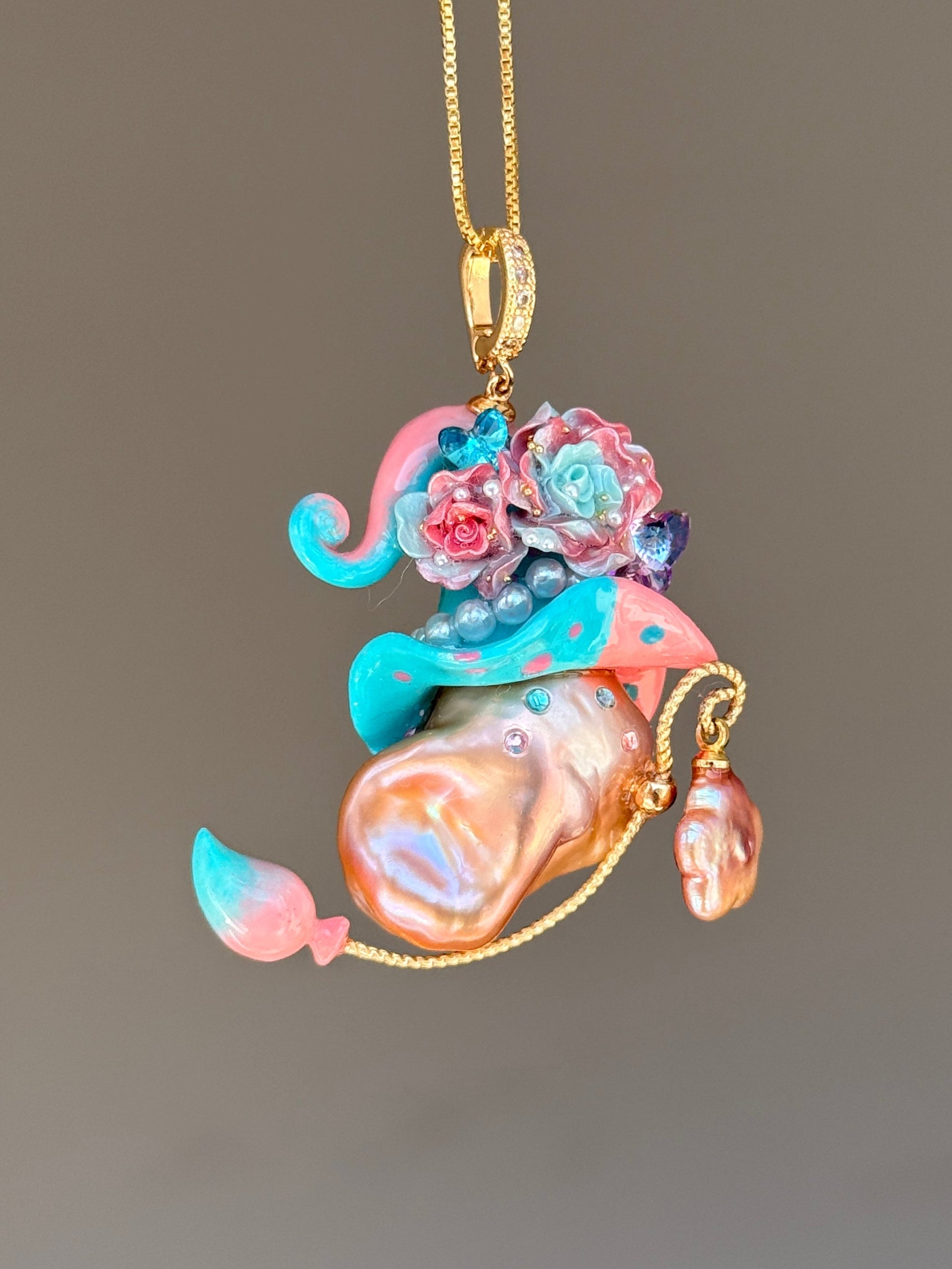 Cotton Candy Colorblock Baroque Pearl Necklace SKU1169