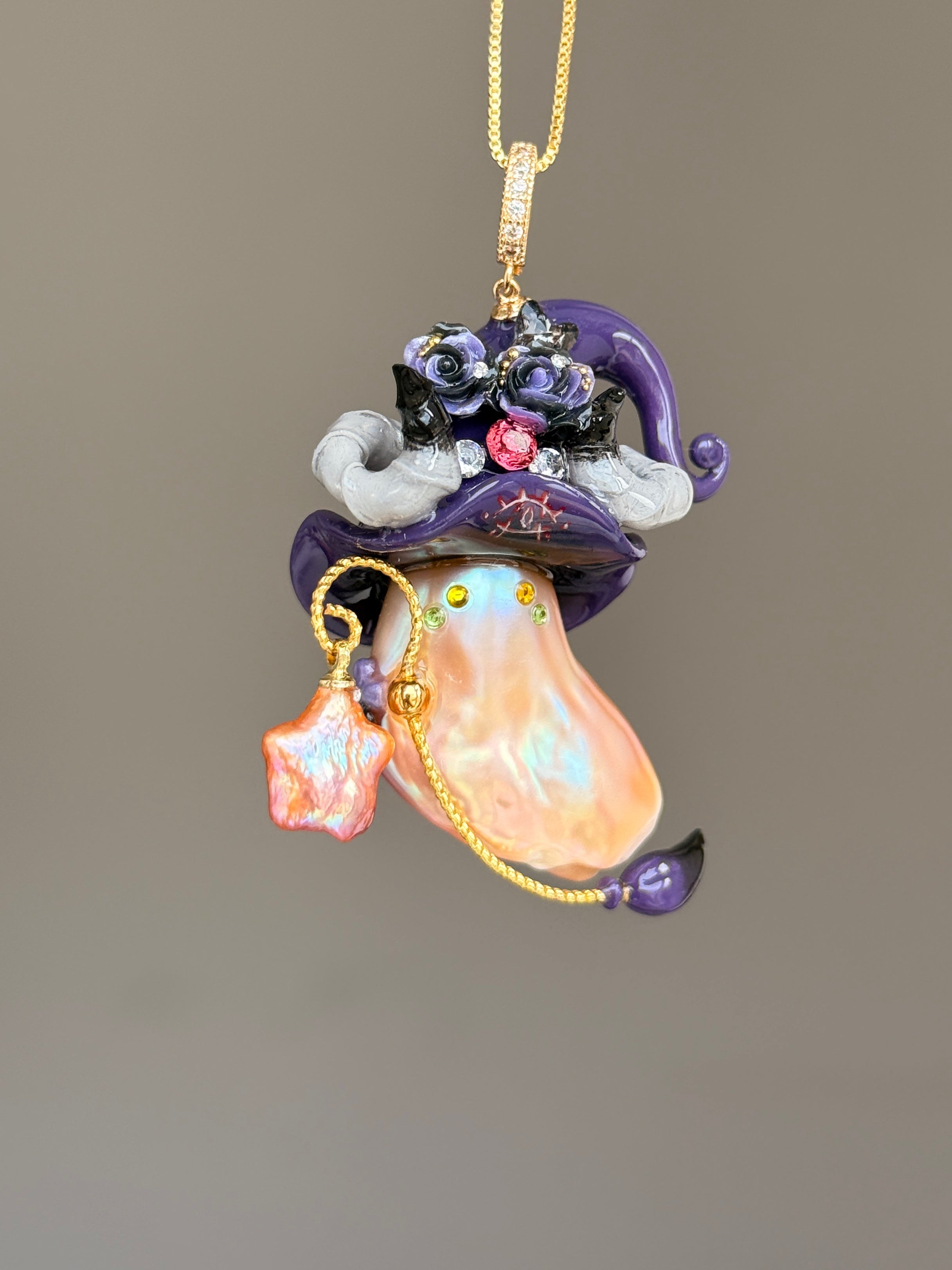Violet Devil Horn Baroque Pearl Necklace SKU1137P1533