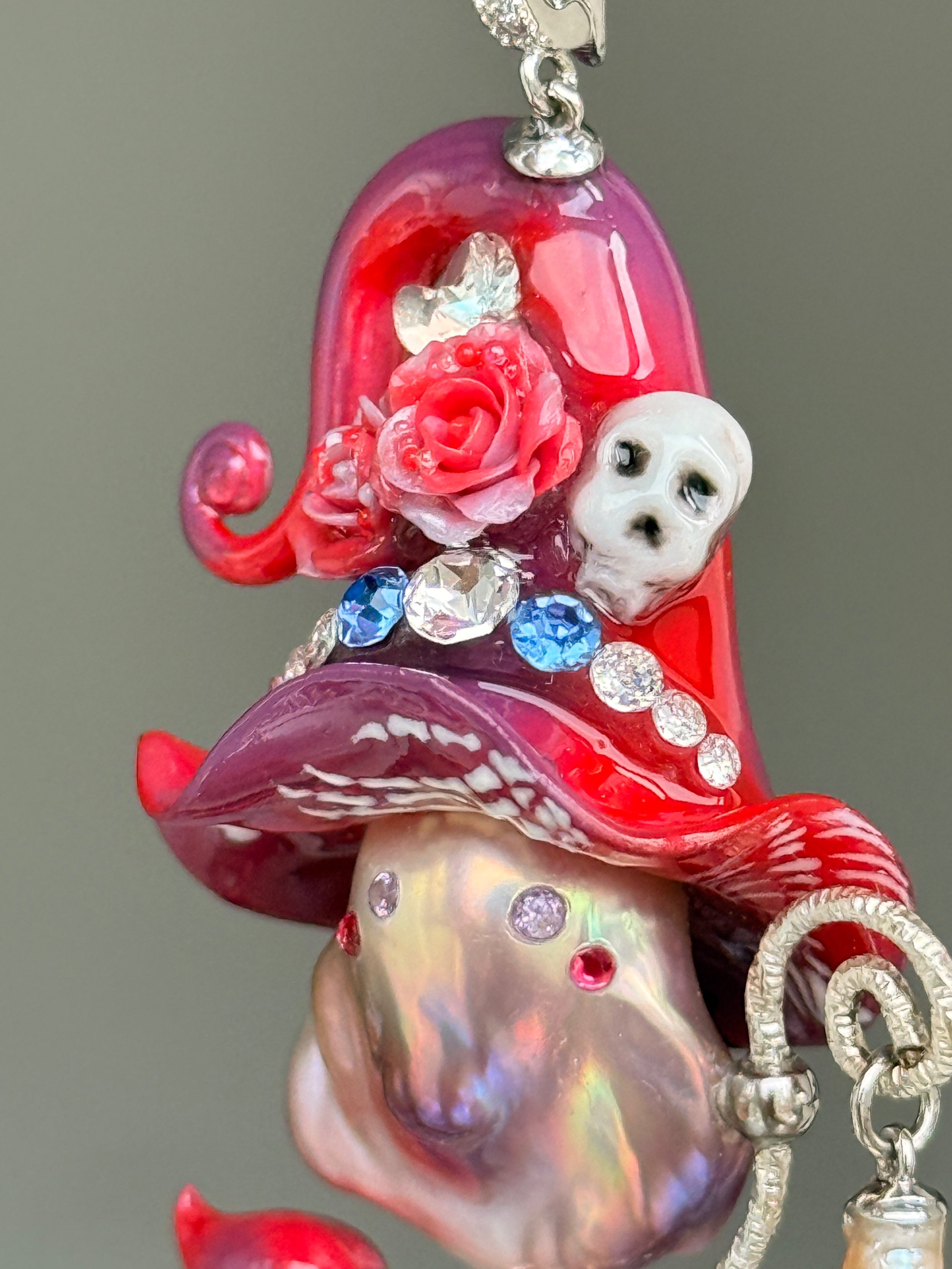 Skull Bloom Witch Baroque Pearl Necklace SKU1111P960