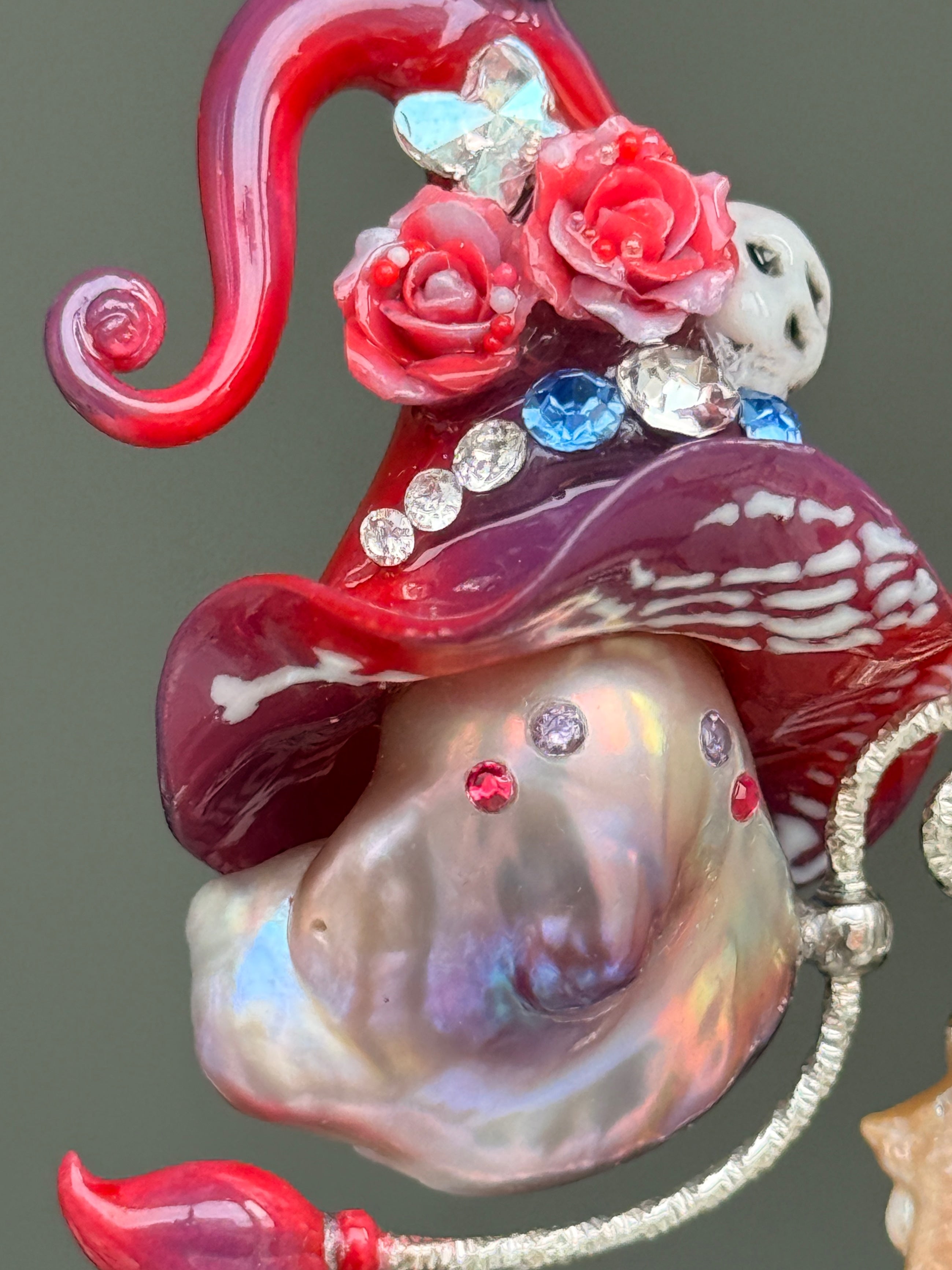 Skull Bloom Witch Baroque Pearl Necklace SKU1111P960