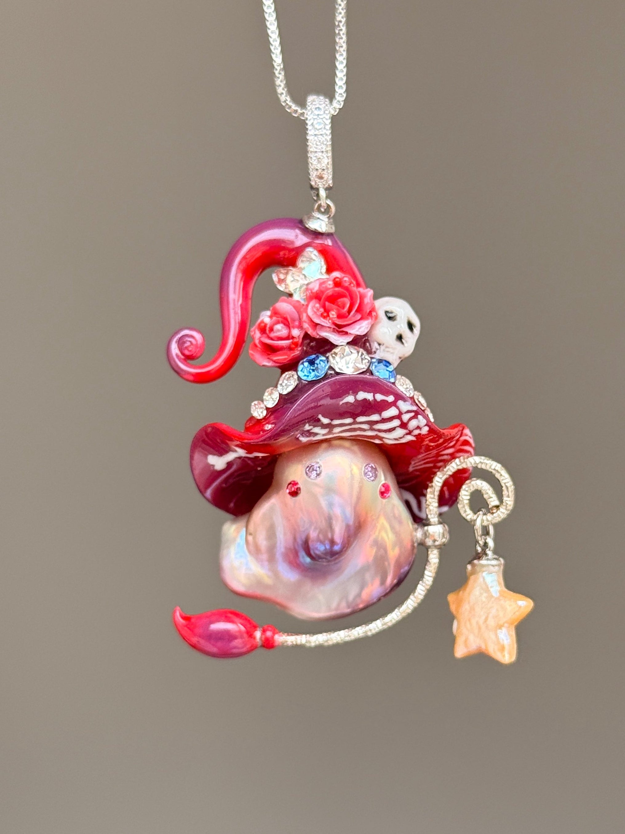 Skull Bloom Witch Baroque Pearl Necklace SKU1111P960