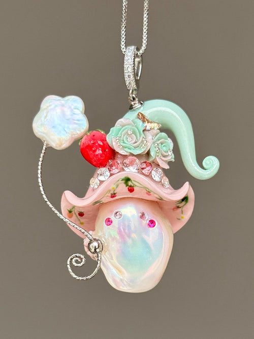 Strawberry Bloom Sprite Baroque Pearl Necklace SKU1107P946