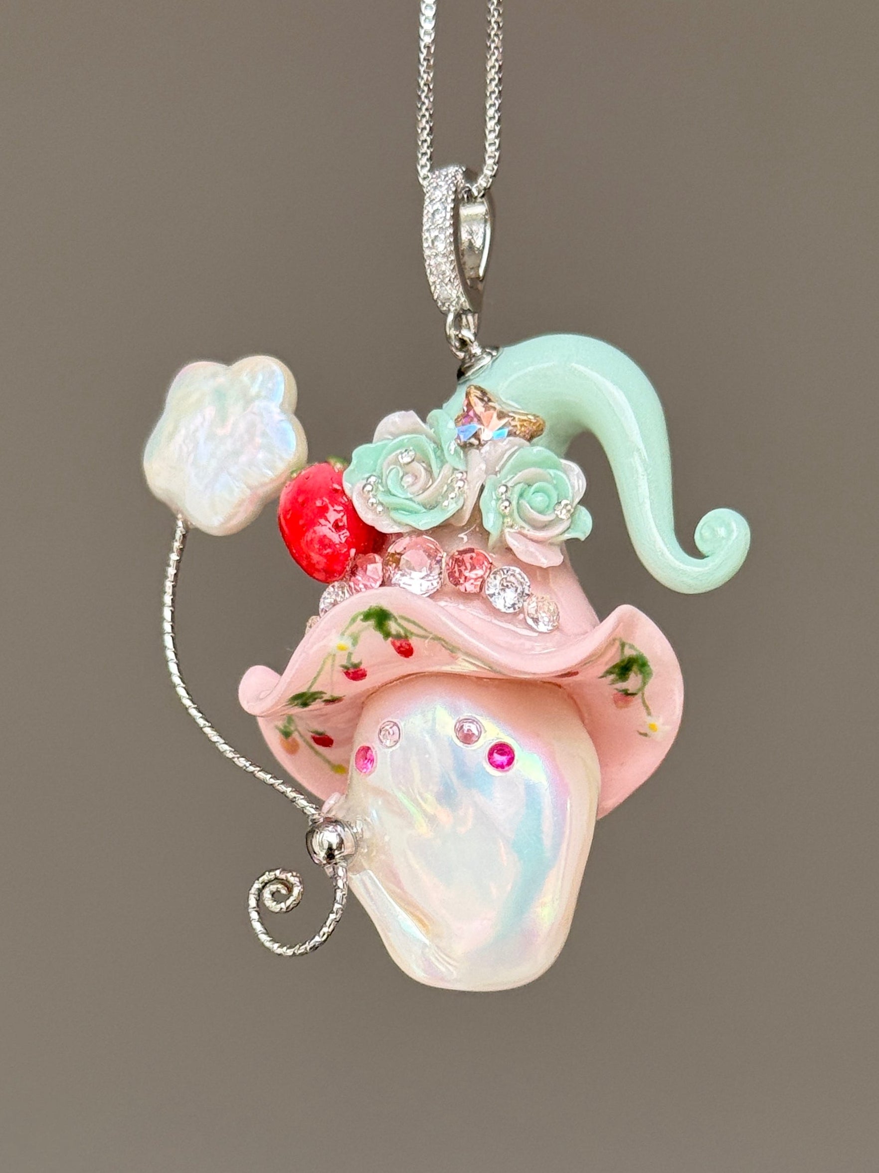 Strawberry Bloom Sprite Baroque Pearl Necklace SKU1107P946
