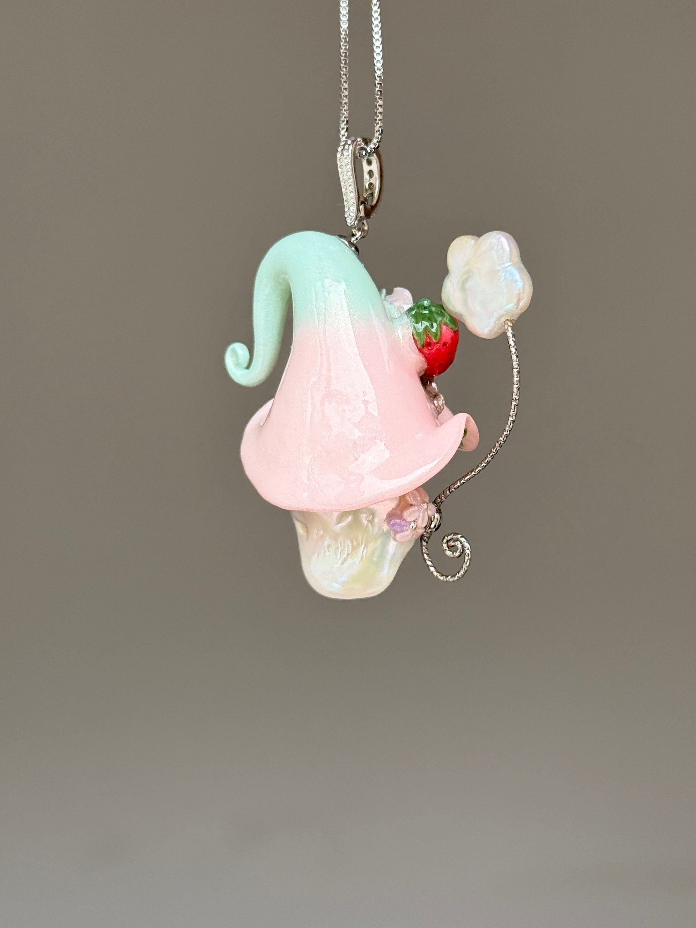 Strawberry Bloom Sprite Baroque Pearl Necklace SKU1107P946