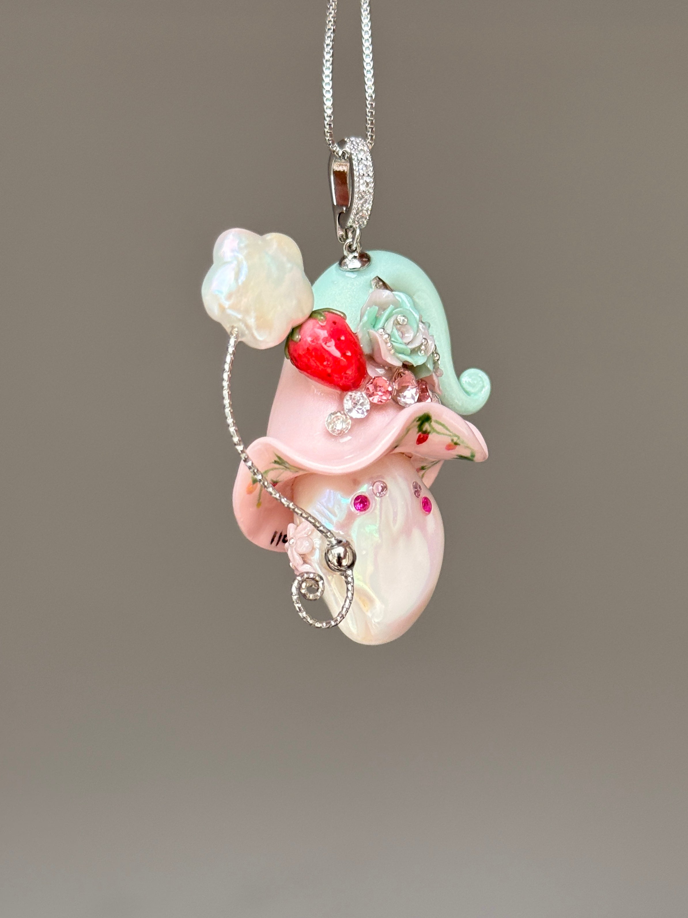 Strawberry Bloom Sprite Baroque Pearl Necklace SKU1107P946