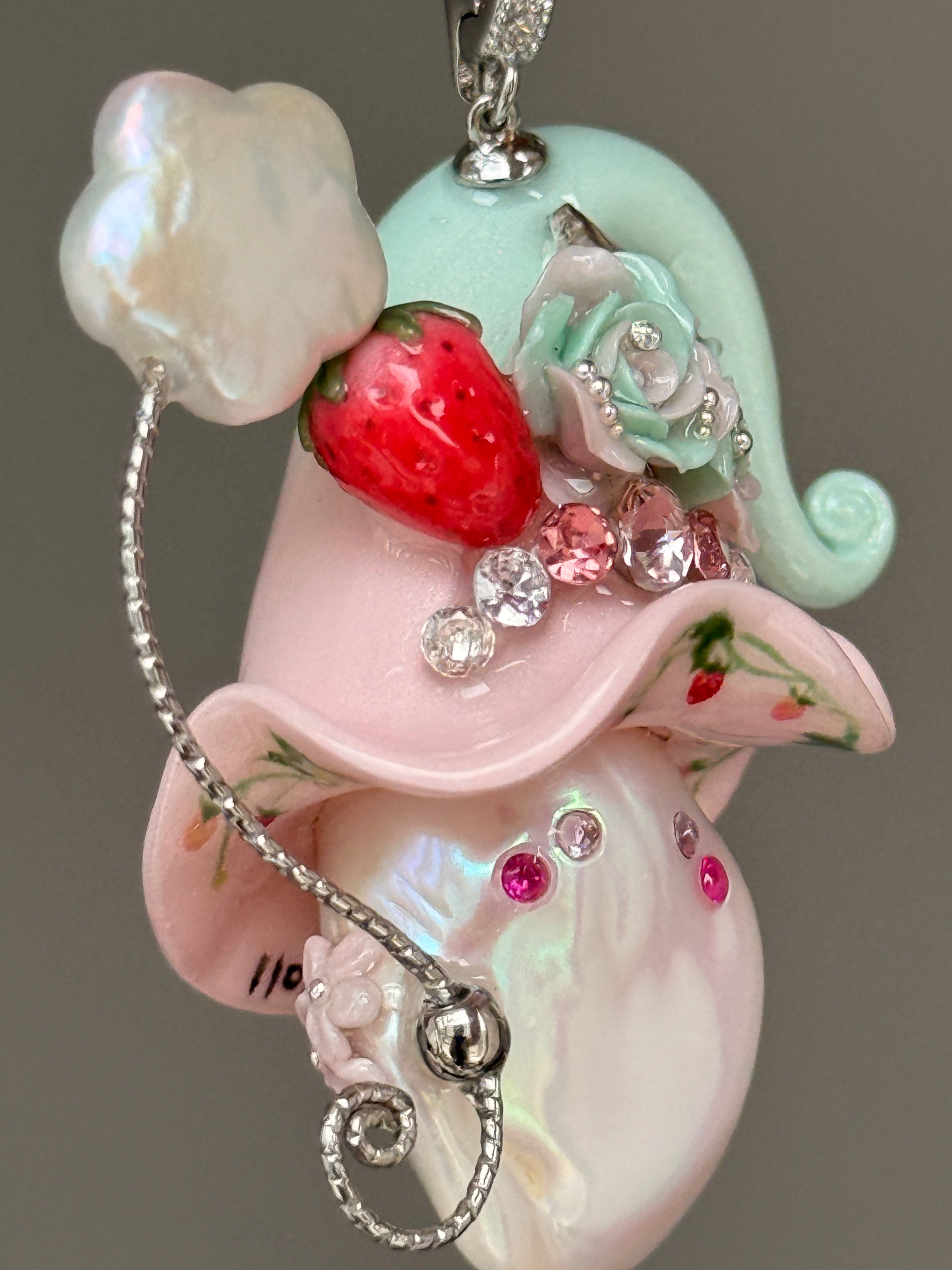 Strawberry Bloom Sprite Baroque Pearl Necklace SKU1107P946