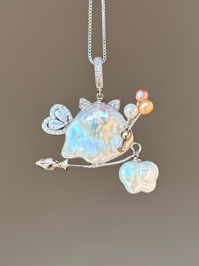 Butterfly Familiar Baroque Pearl Necklace SKU1074P1613