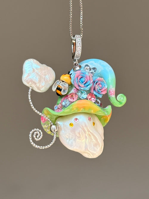 Bumblebee Blossom Sprite Baroque Pearl Necklace SKU1048P1597