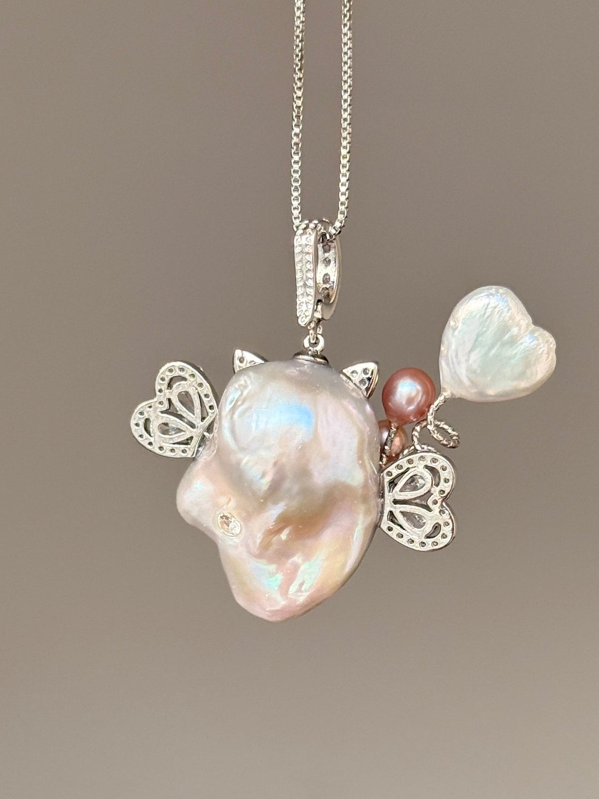 Heart Balloon Butterfly Sprite Baroque Pearl Necklace SKUE1380