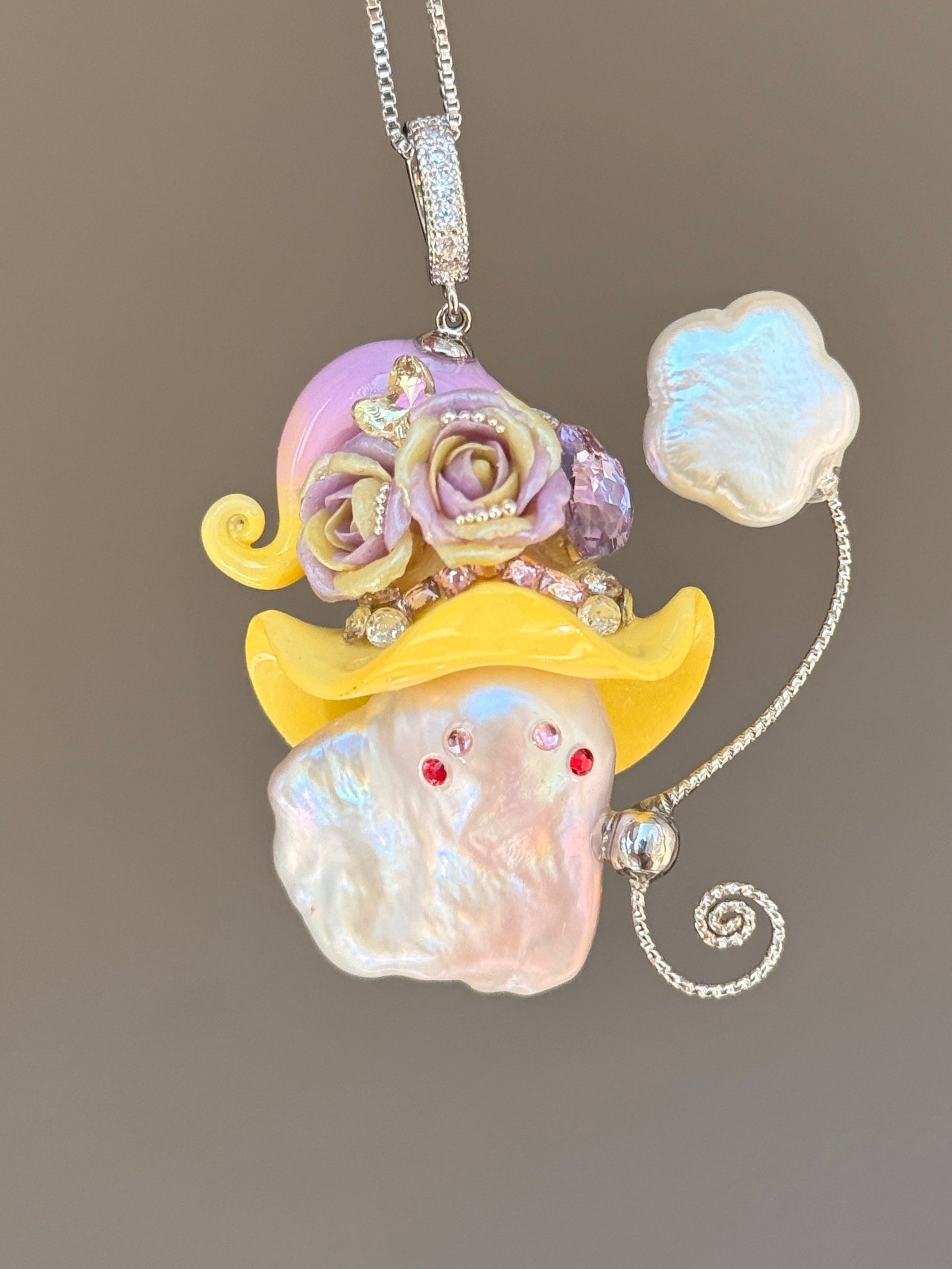 Lemon Lavender Colorblock Baroque Pearl Necklace SKU1016P1393
