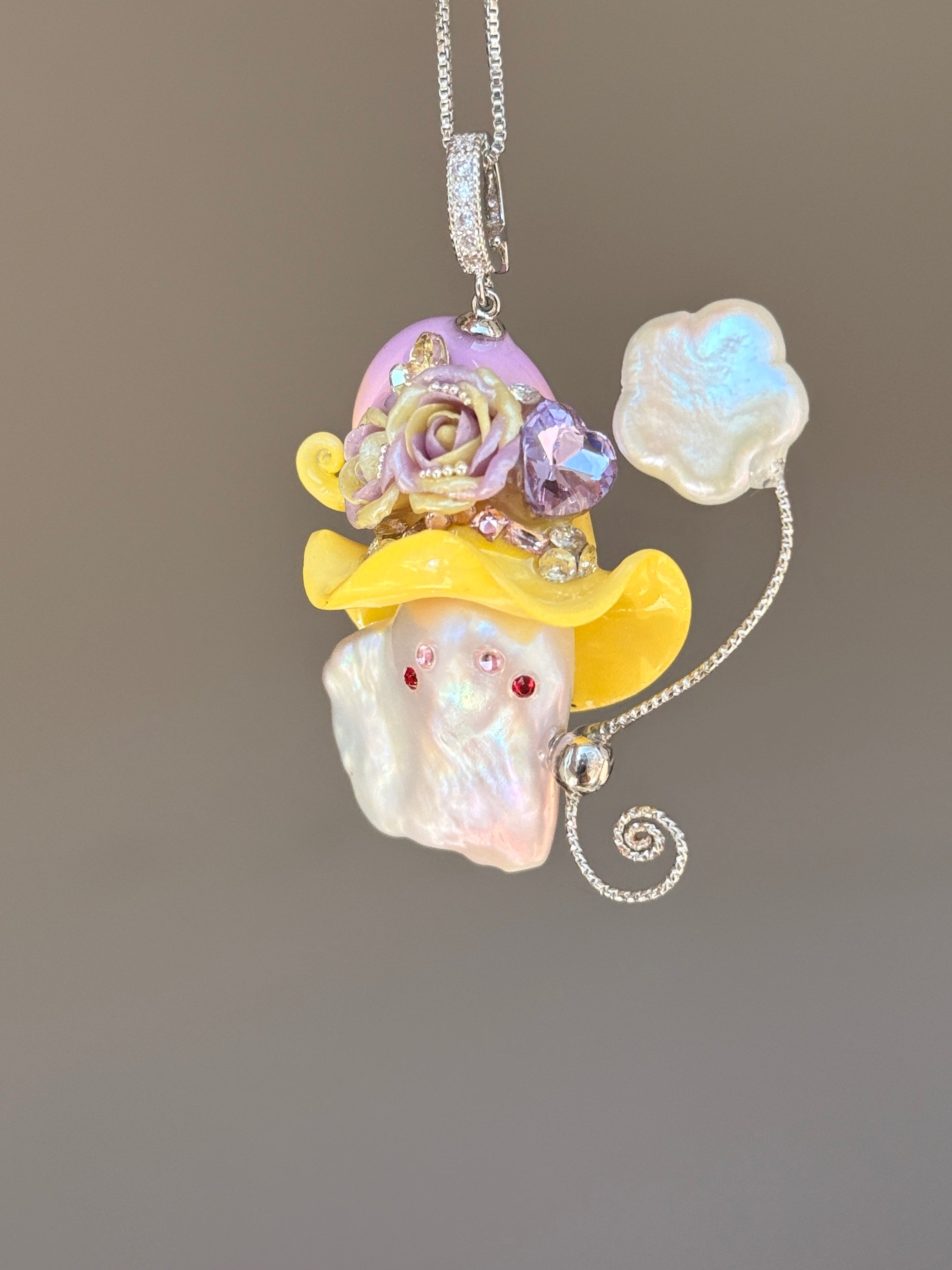 Lemon Lavender Colorblock Baroque Pearl Necklace SKU1016P1393