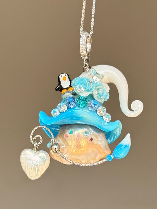Arctic Penguin Sprite Baroque Pearl Necklace SKU1011P1269