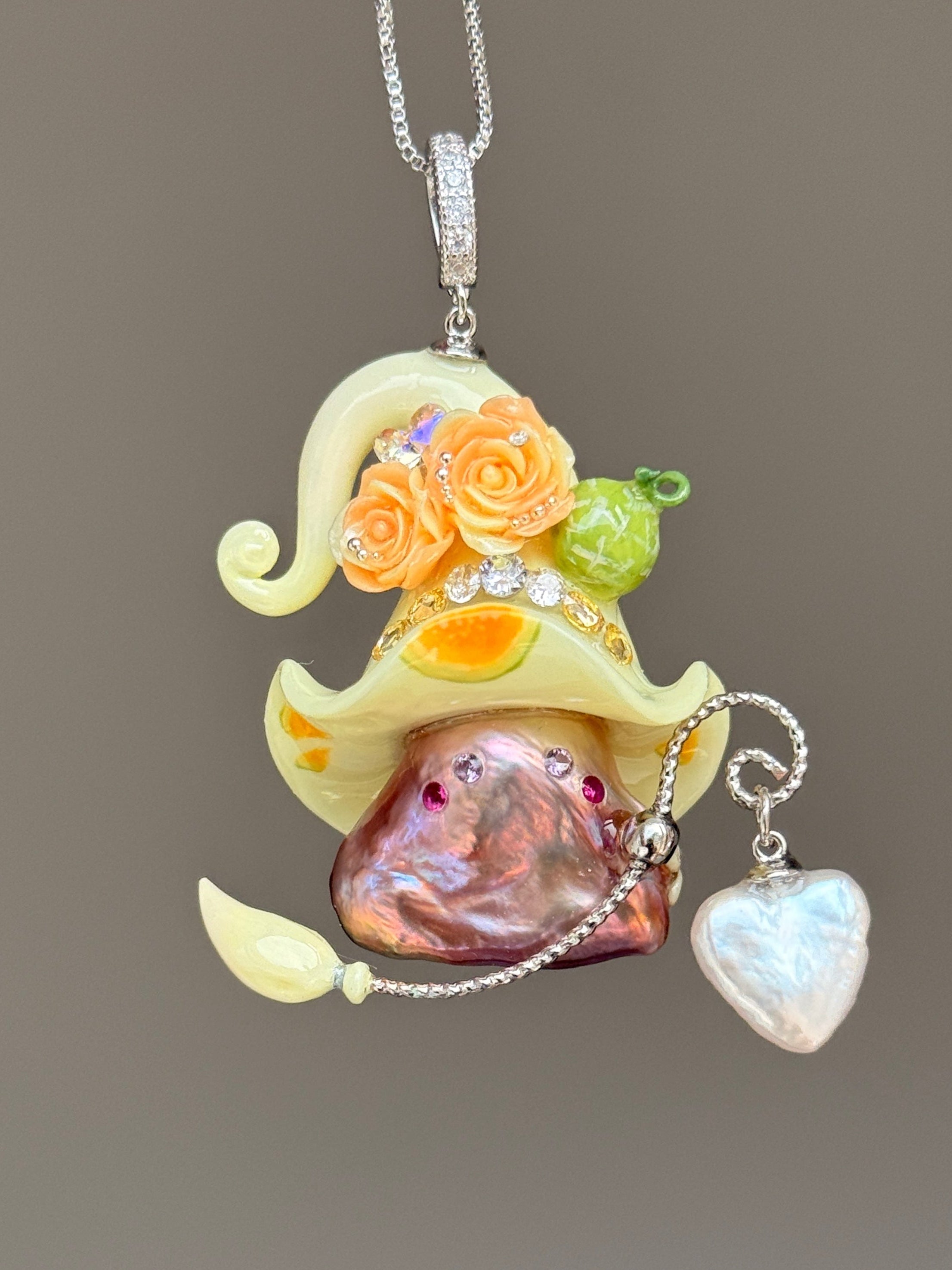 Cantaloupe Daydream Sprite Baroque Pearl Necklace SKU1009P1261