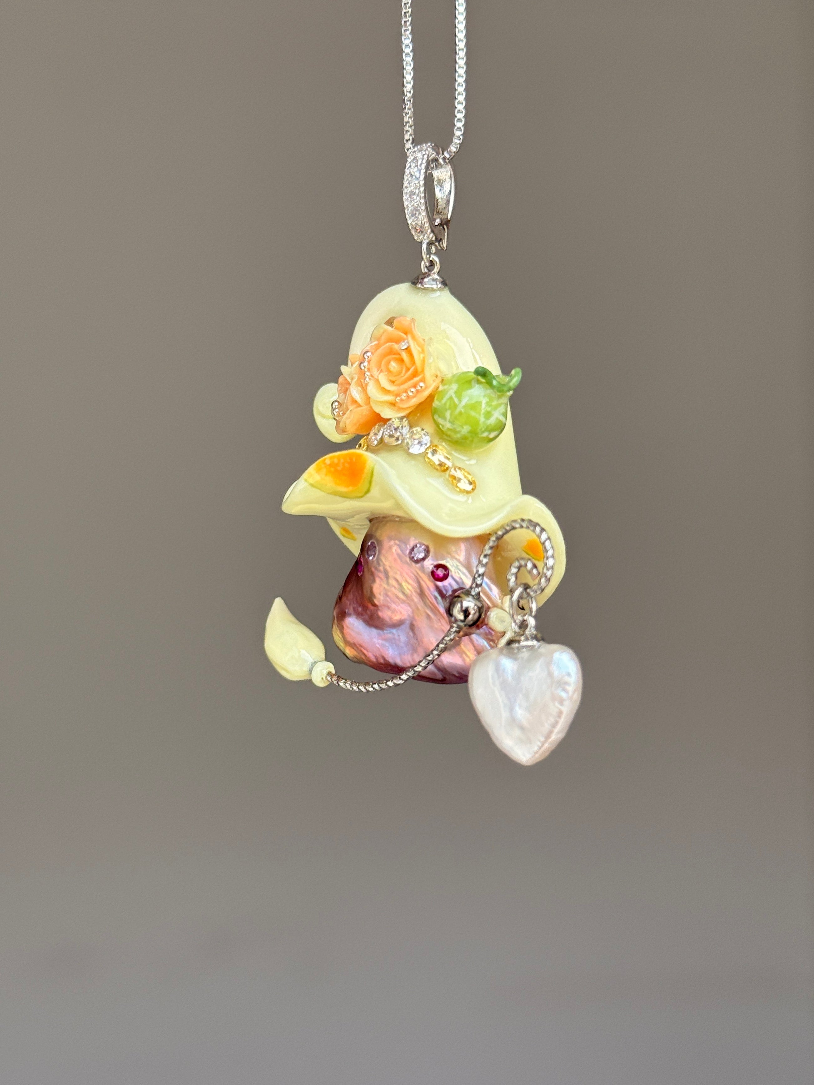 Cantaloupe Daydream Sprite Baroque Pearl Necklace SKU1009P1261
