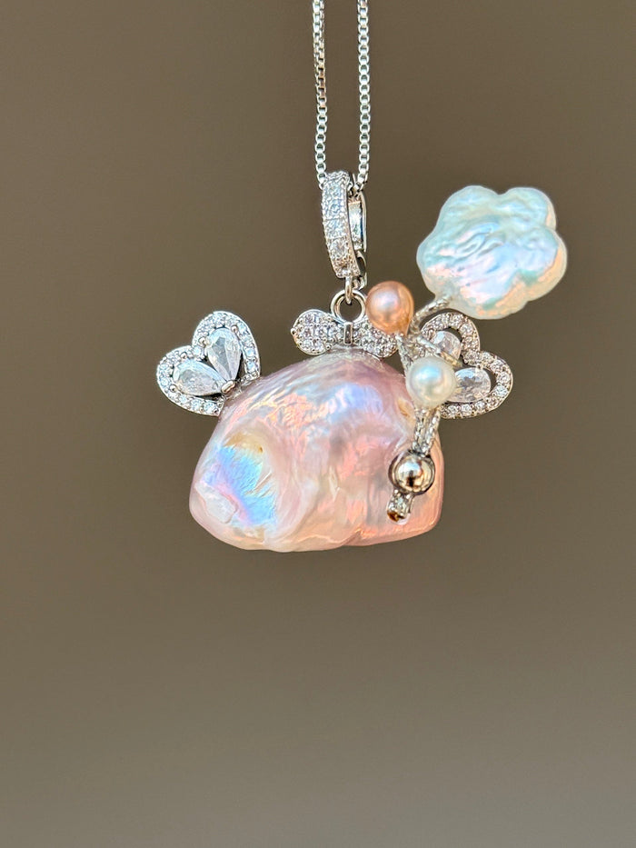 Heartwing Fairy Baroque Pearl Necklace SKU906P1366