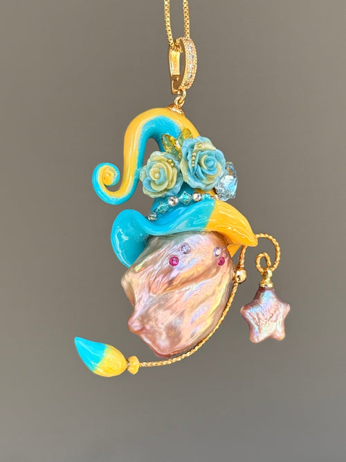 Turquoise Sun Colorblock Baroque Pearl Necklace SKU843P1143