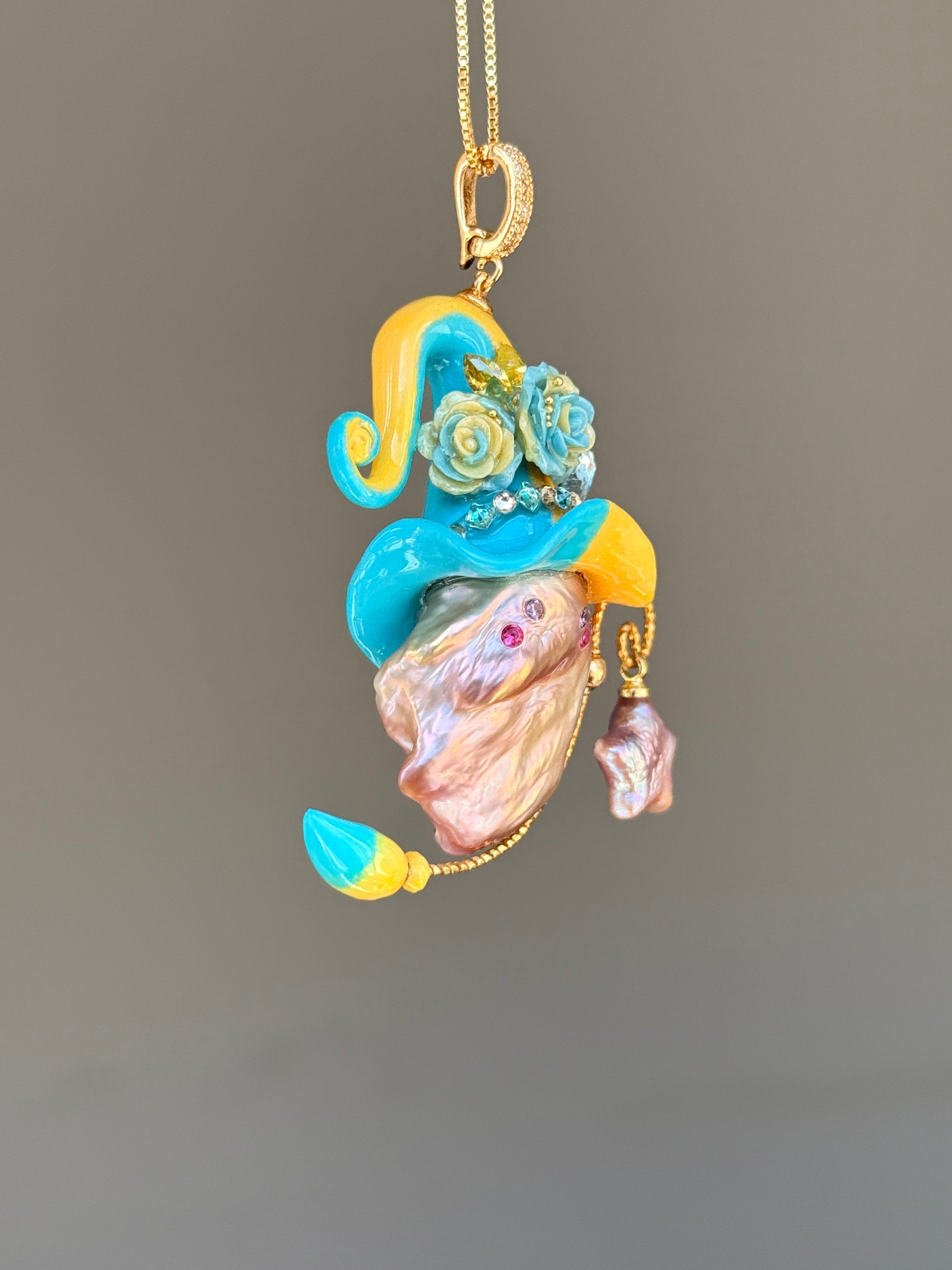 Turquoise Sun Colorblock Baroque Pearl Necklace SKU843P1143