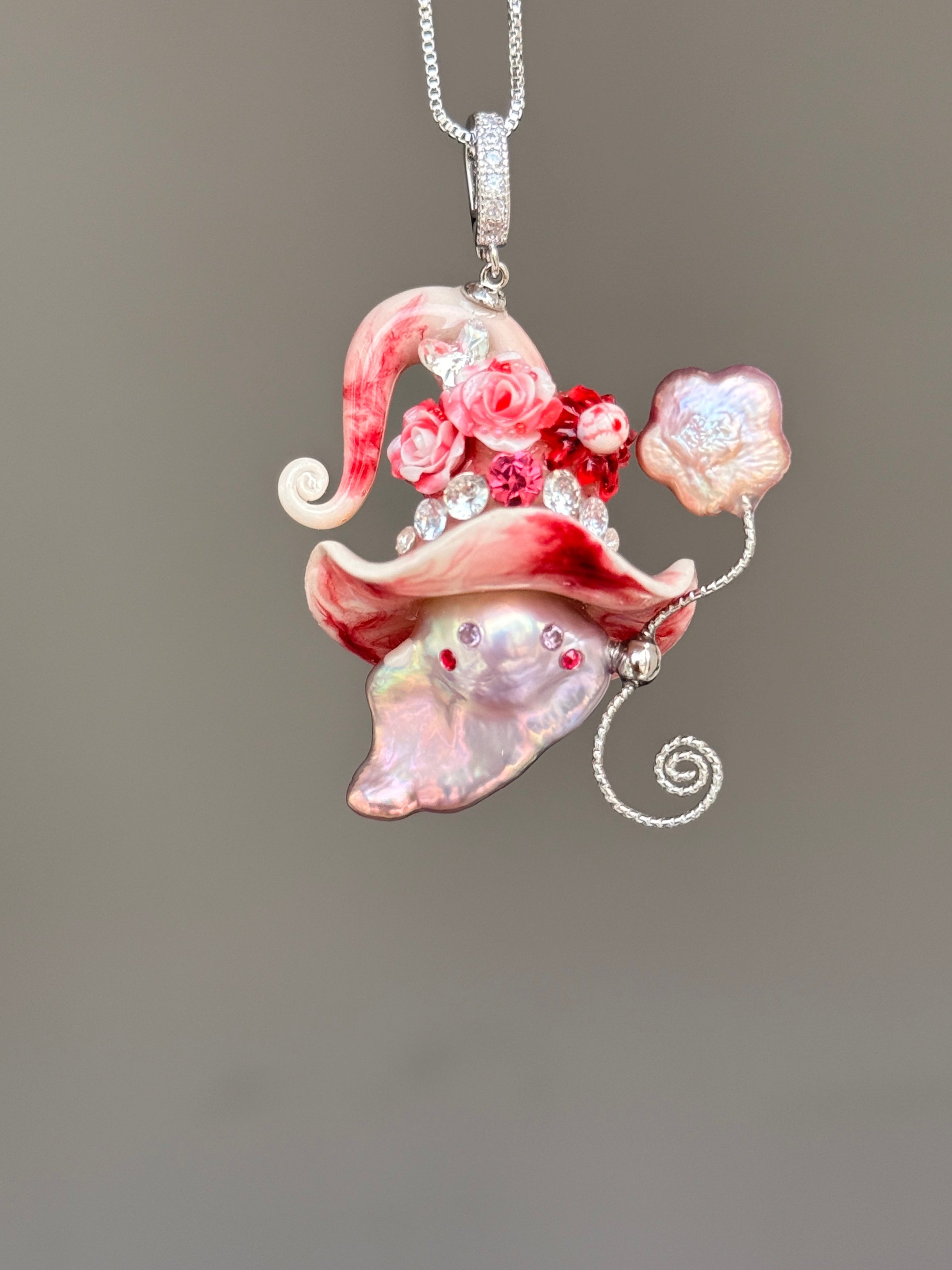 Blood Bloom Witch Baroque Pearl Necklace SKU736P887