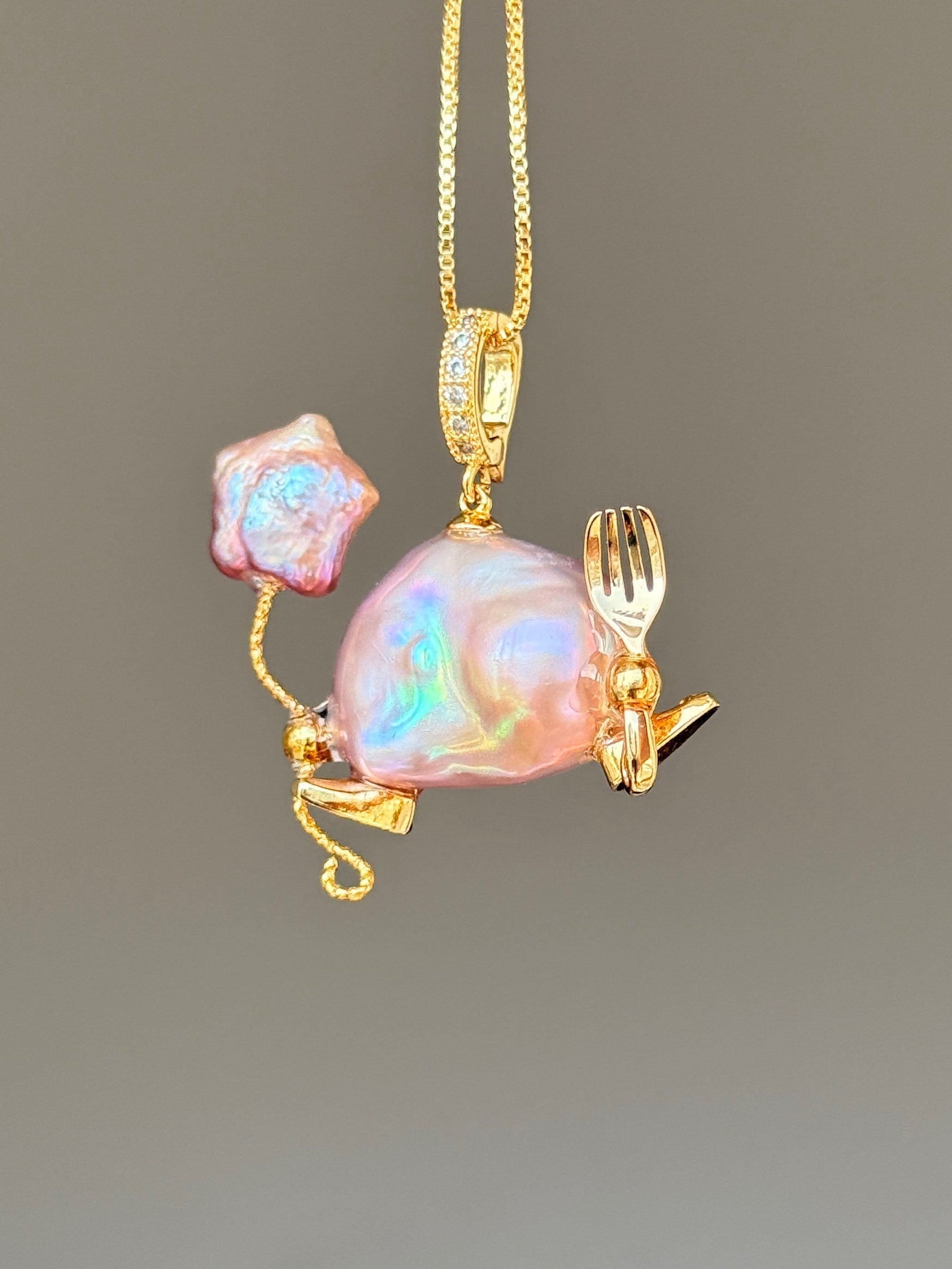 Tiny Fork Sprite Baroque Pearl Necklace SKU293P325