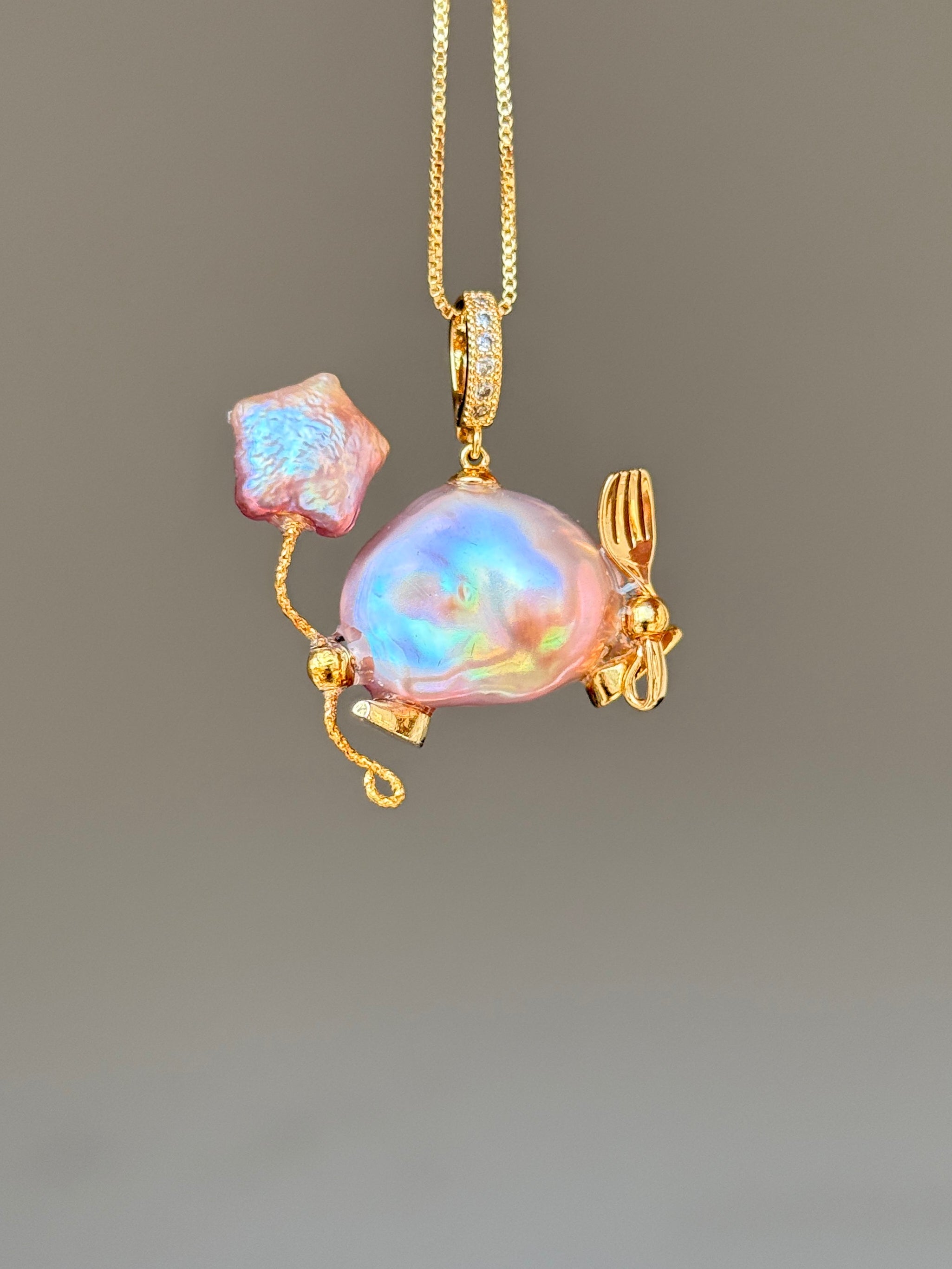 Tiny Fork Sprite Baroque Pearl Necklace SKU293P325