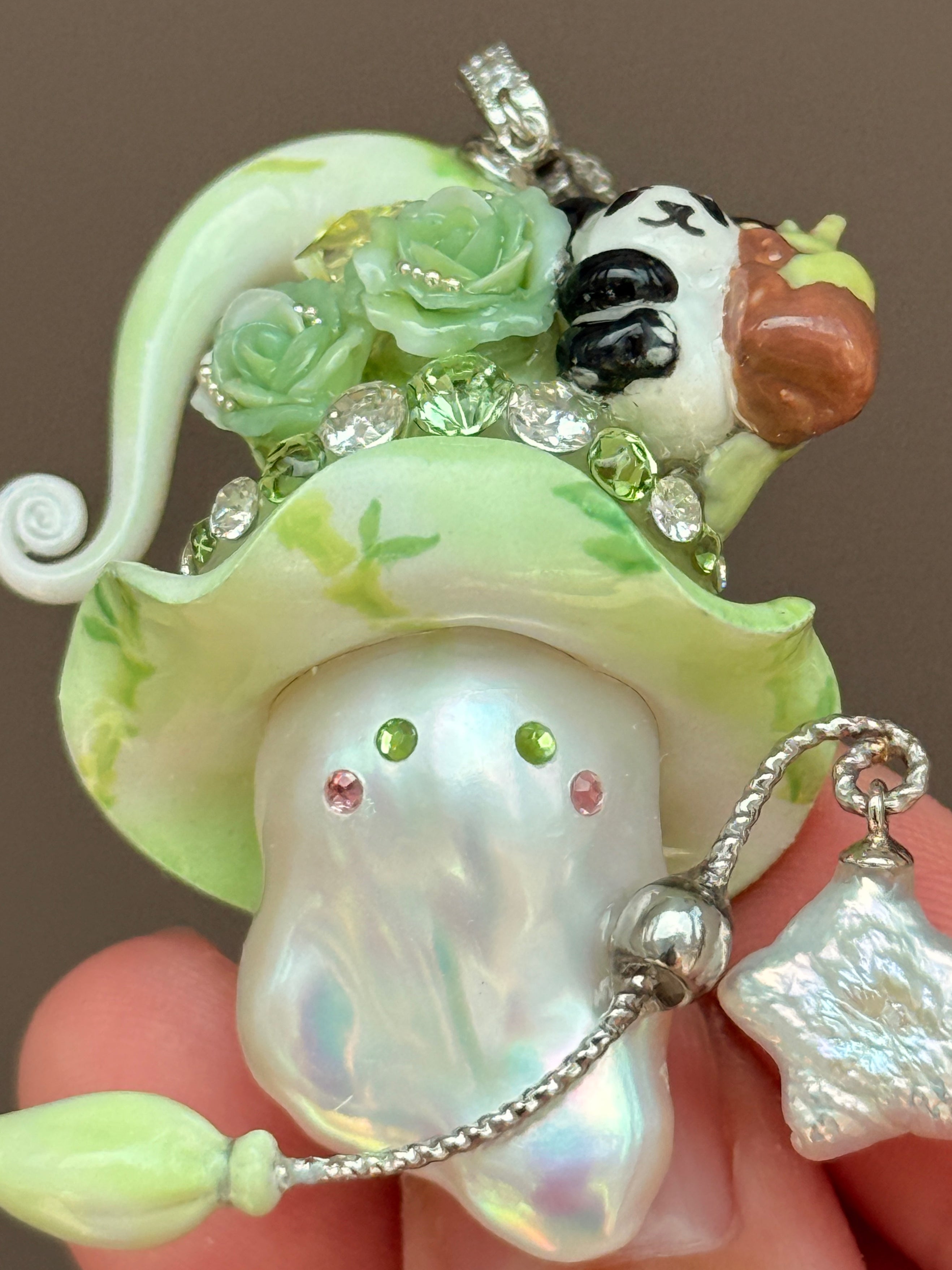 Bamboo Panda Sprite Baroque Pearl Necklace SKU140P124