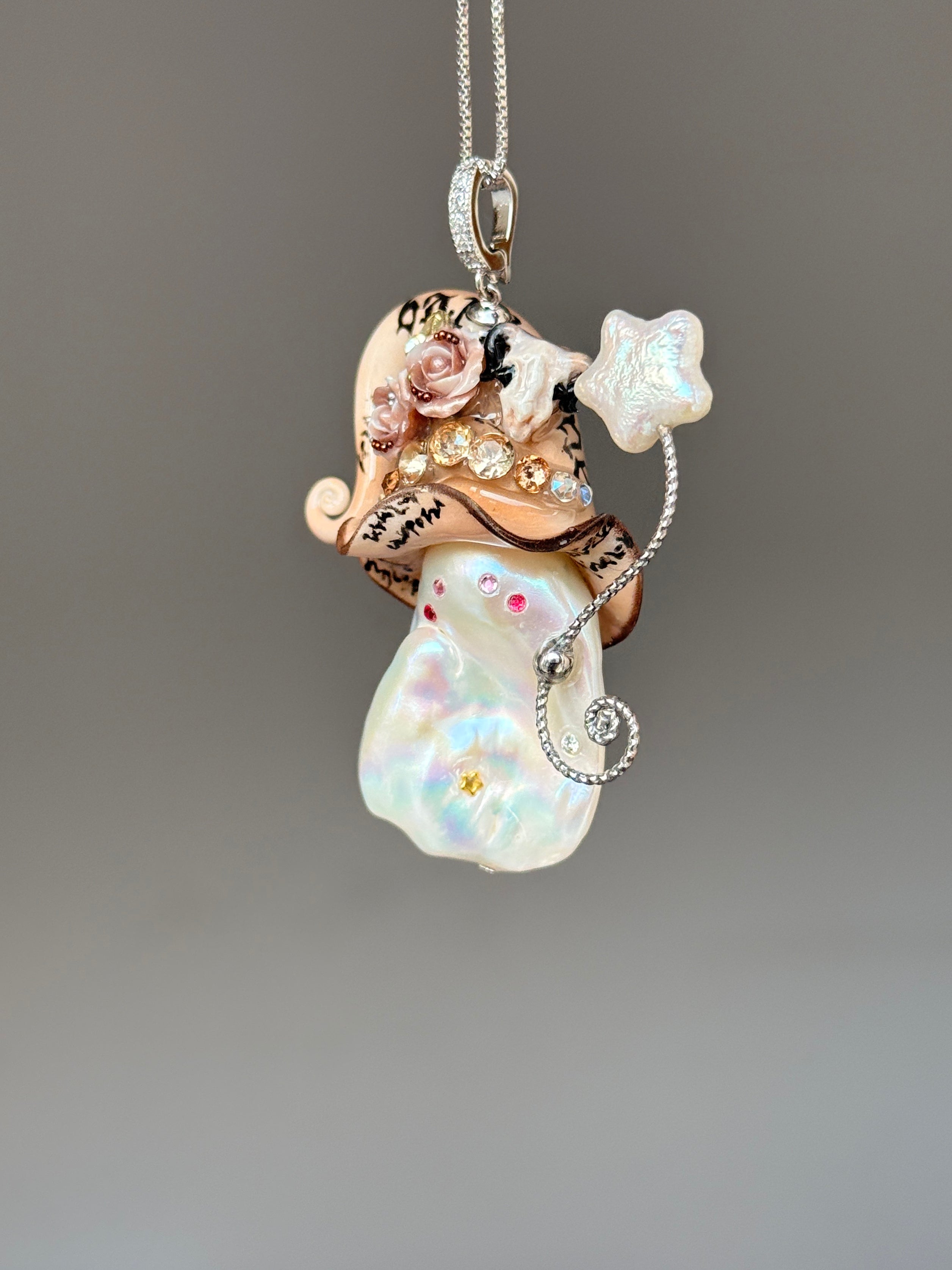 Runic Ram Skull Sprite Baroque Pearl Necklace SKU014P032