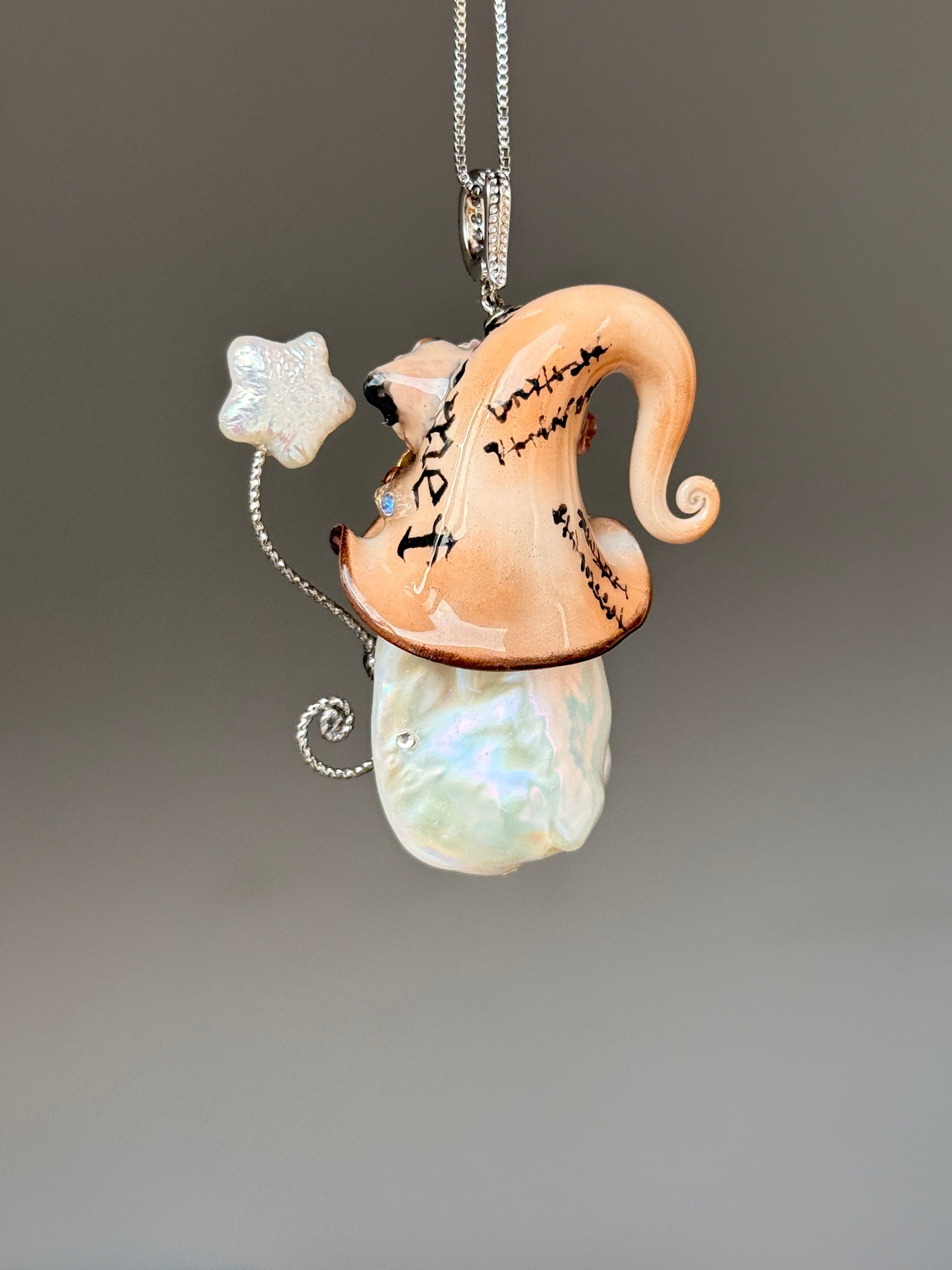 Runic Ram Skull Sprite Baroque Pearl Necklace SKU014P032