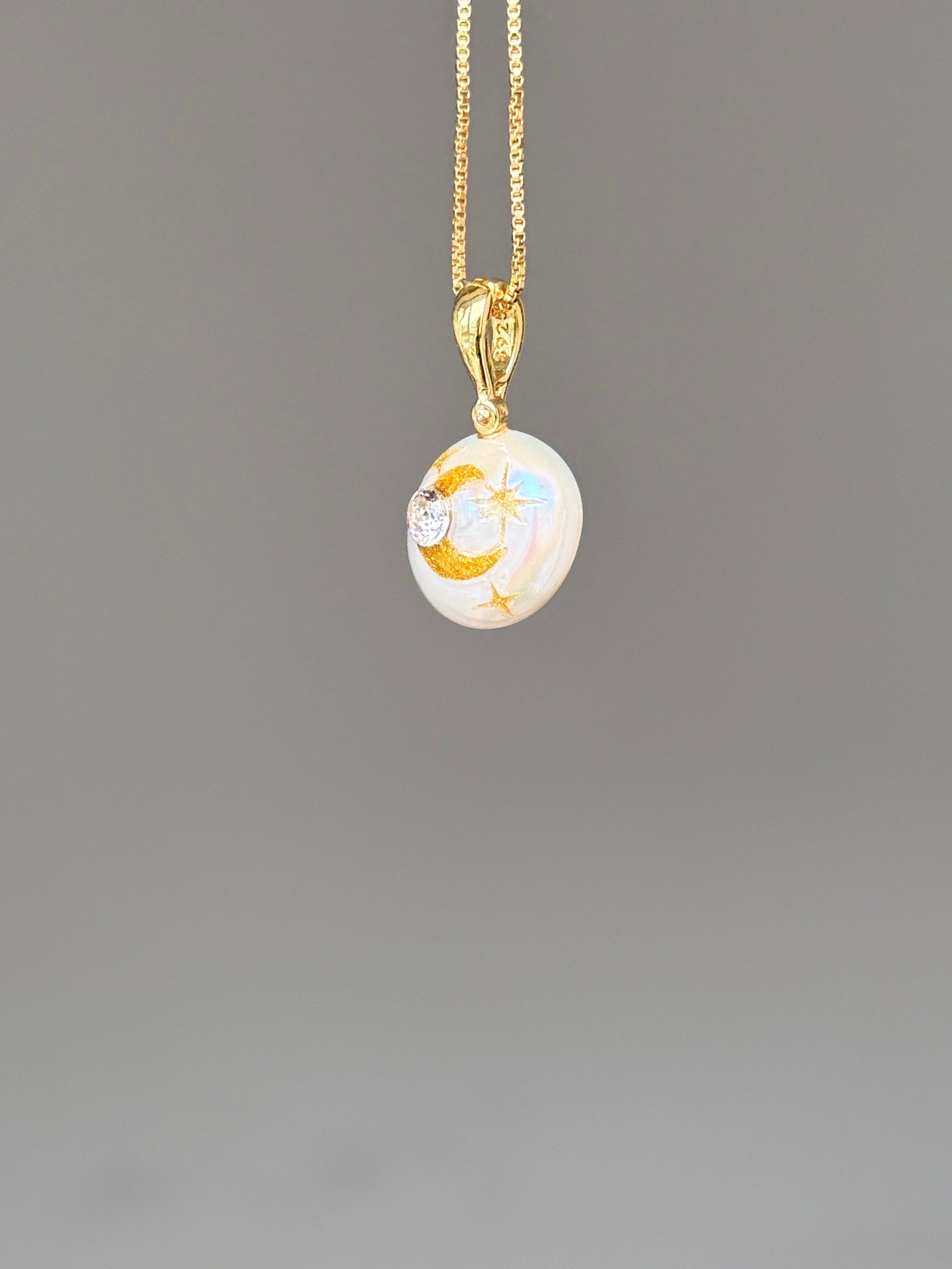 Moonlit Wish Button Pearl Necklace SKUO1