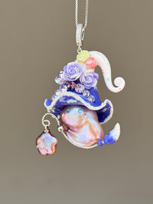 [PIECE01] Lollipop Sprite baroque pearl necklace with a curled mini hat, sculpted candy details, floral accents, sparkling crystals, a dangling charm, and natural baroque pearl