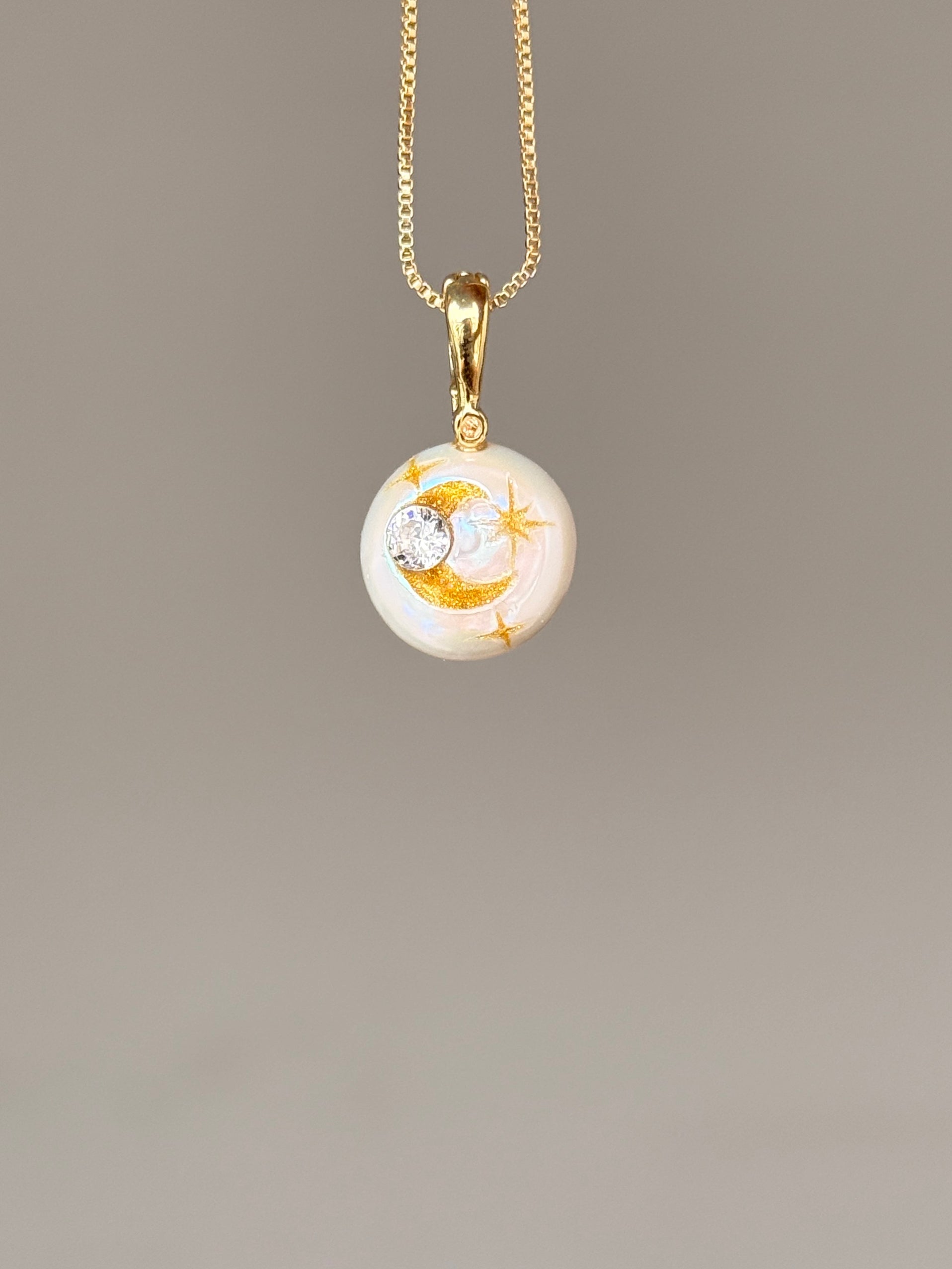 Moonlit Wish Button Pearl Necklace SKUO1