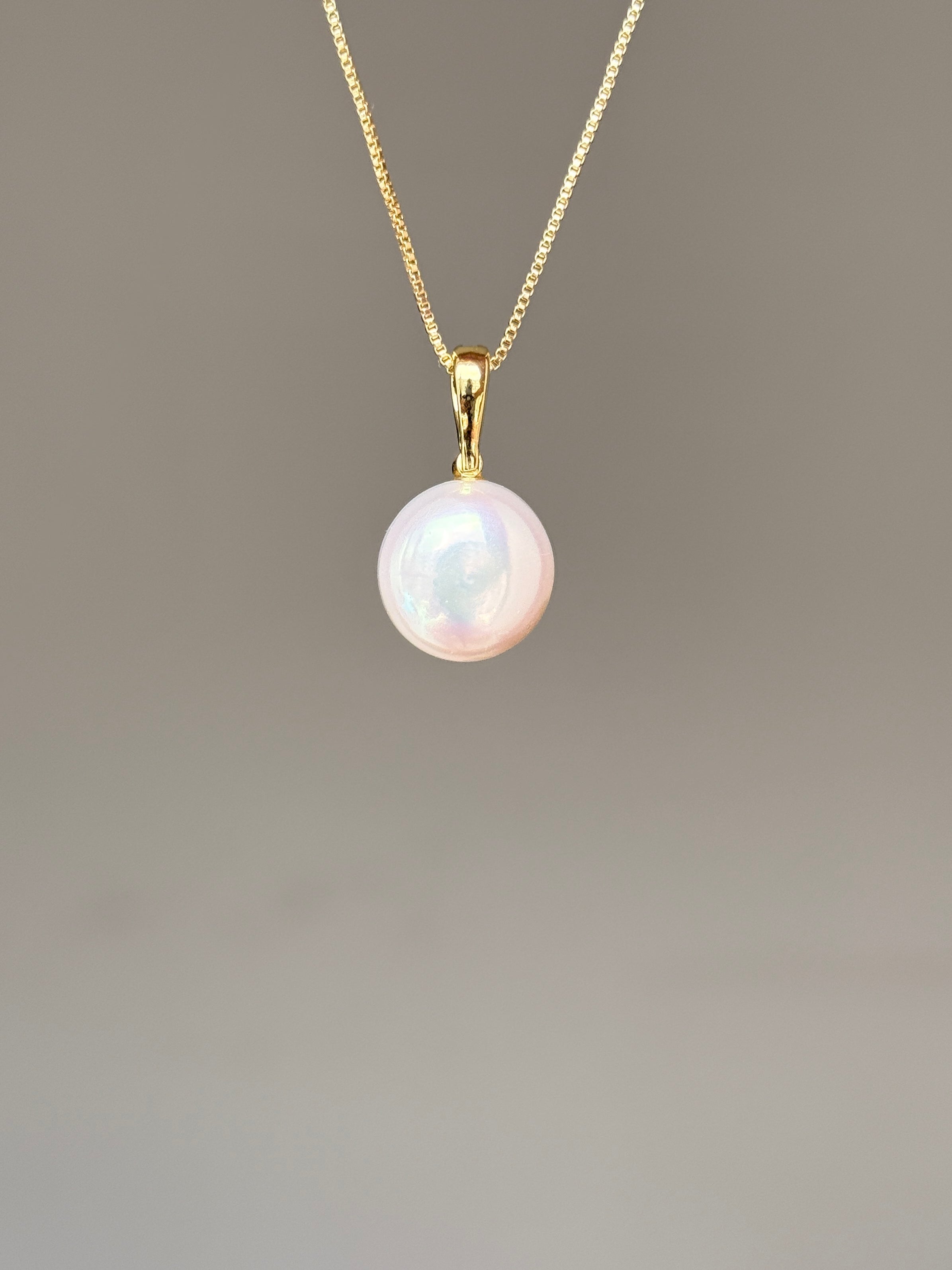 Pink Moonheart Button Pearl Necklace SKUO4