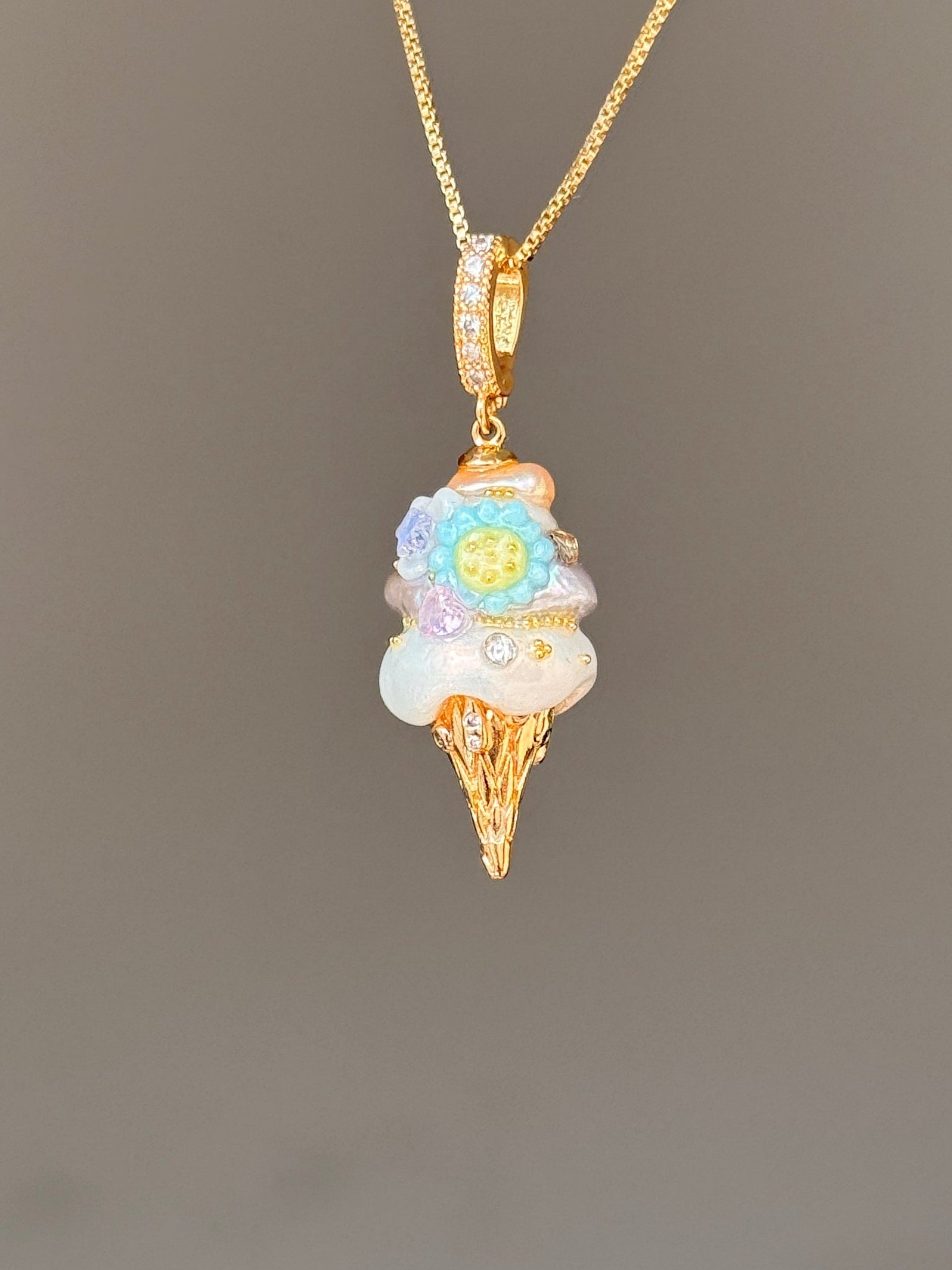 Blue Daisy Scoop Baroque Pearl Necklace SKUCR35