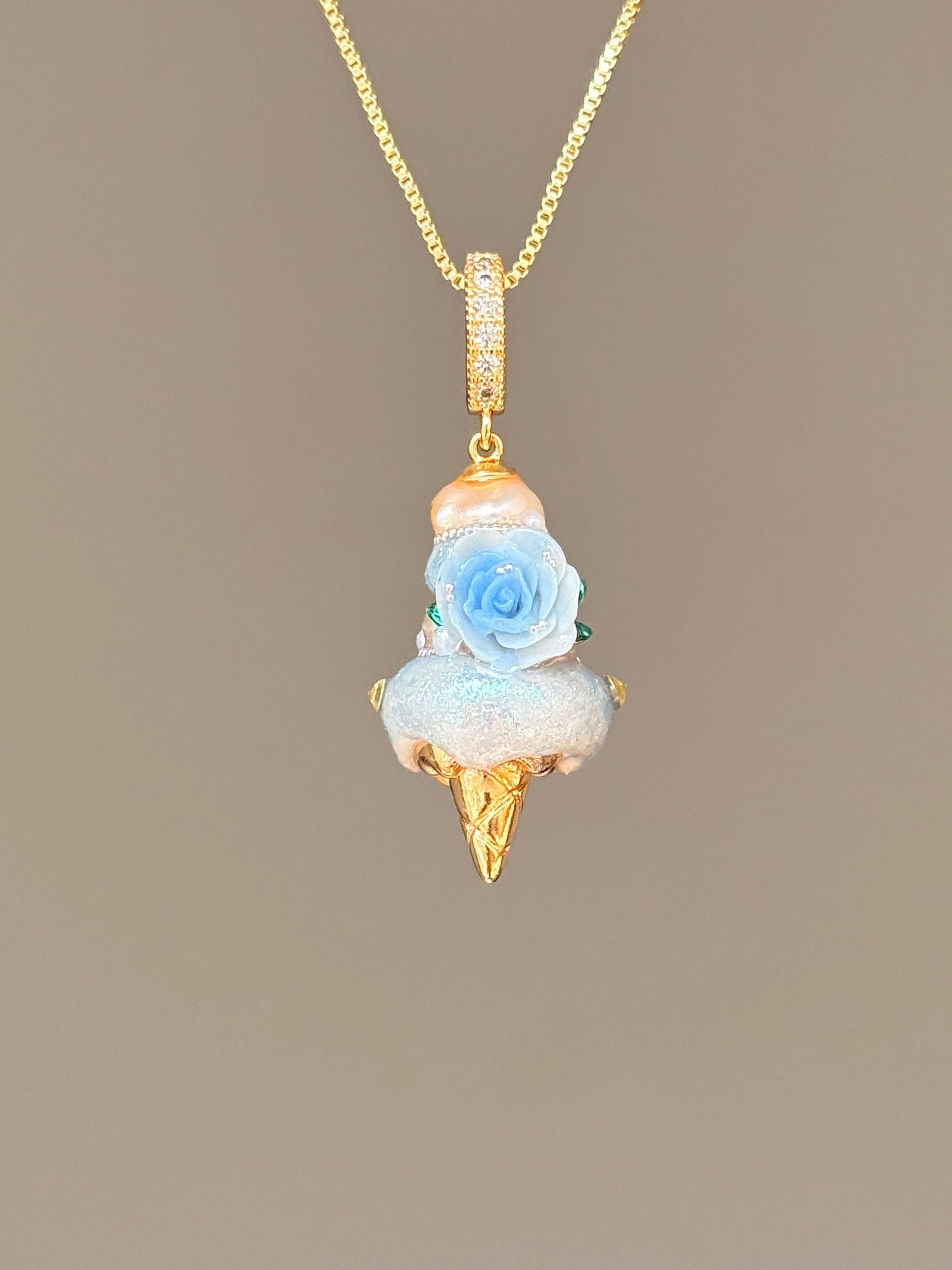Blue Rosette Scoop Baroque Pearl Necklace SKUCR46