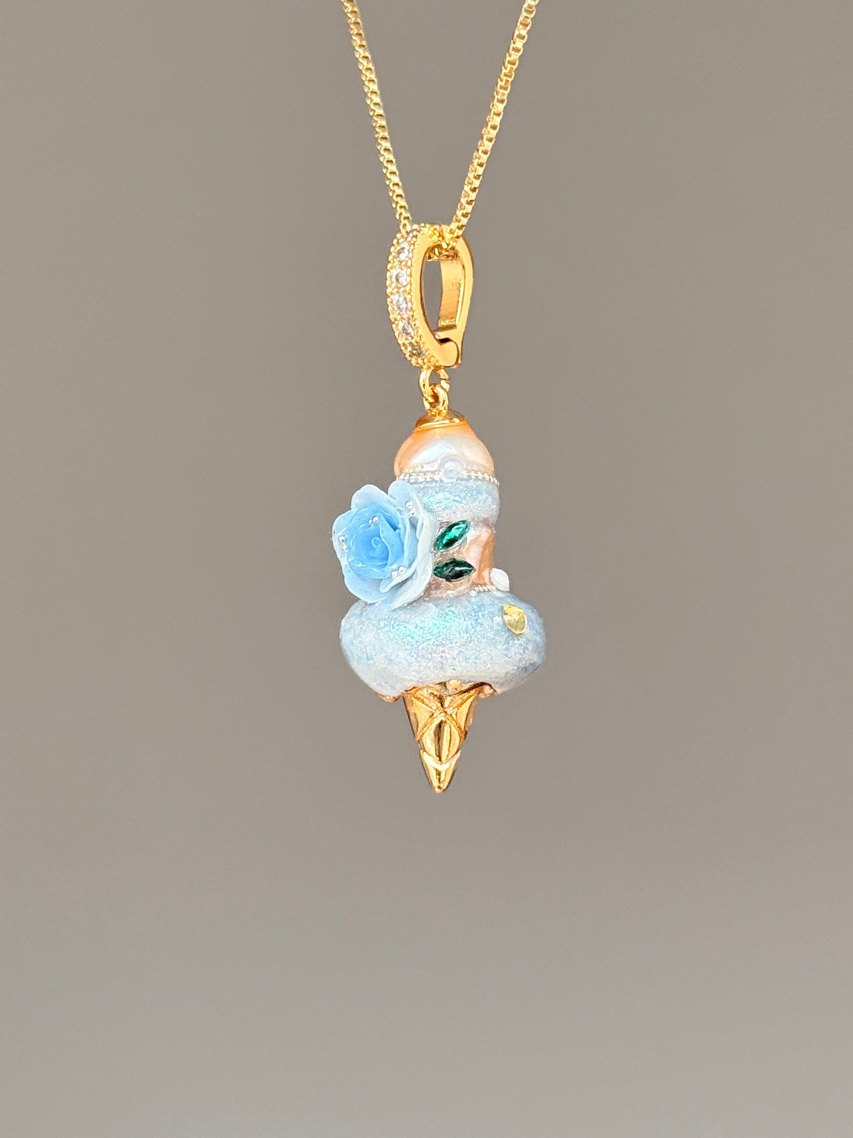 Blue Rosette Scoop Baroque Pearl Necklace SKUCR46
