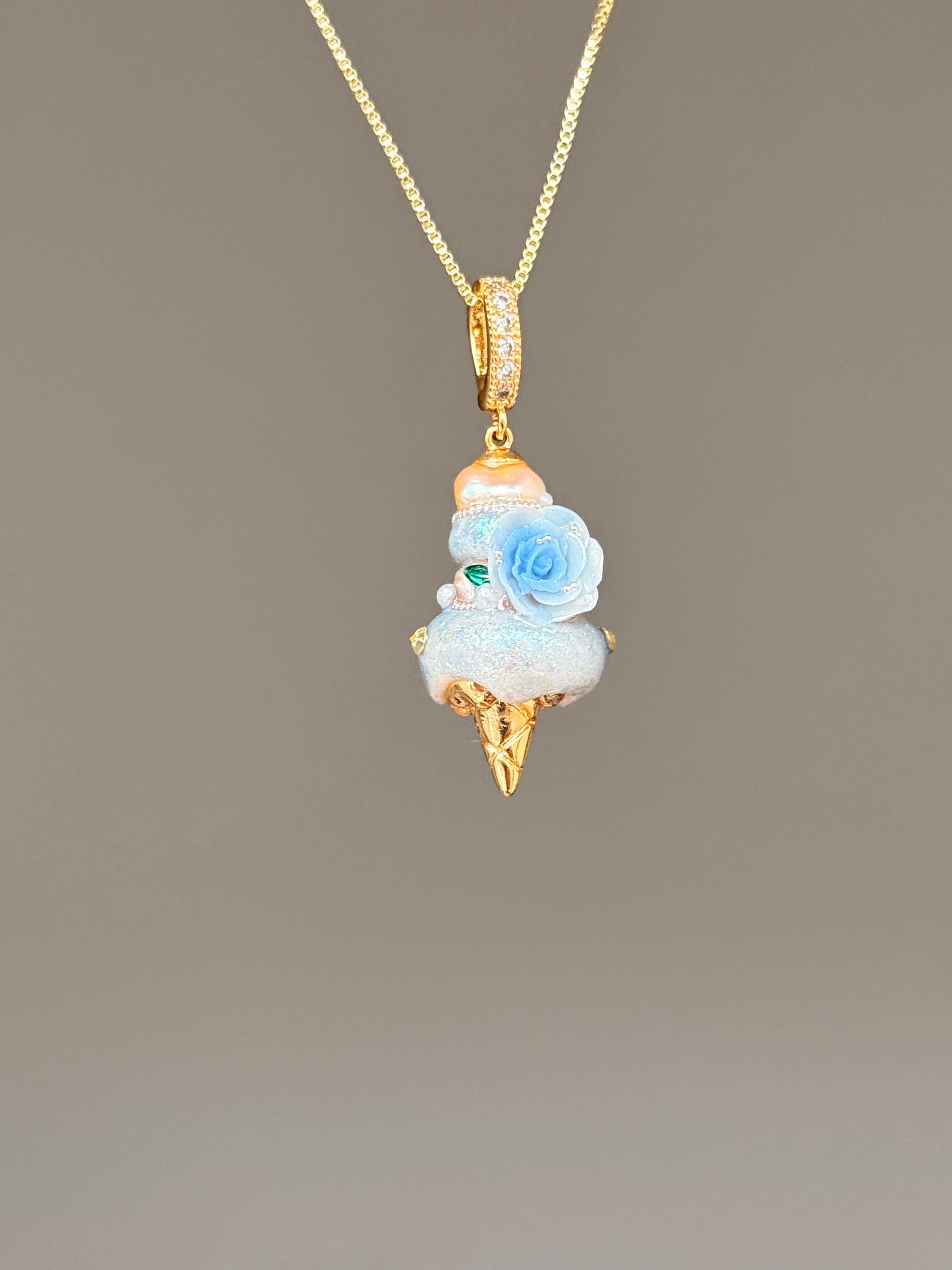 Blue Rosette Scoop Baroque Pearl Necklace SKUCR46
