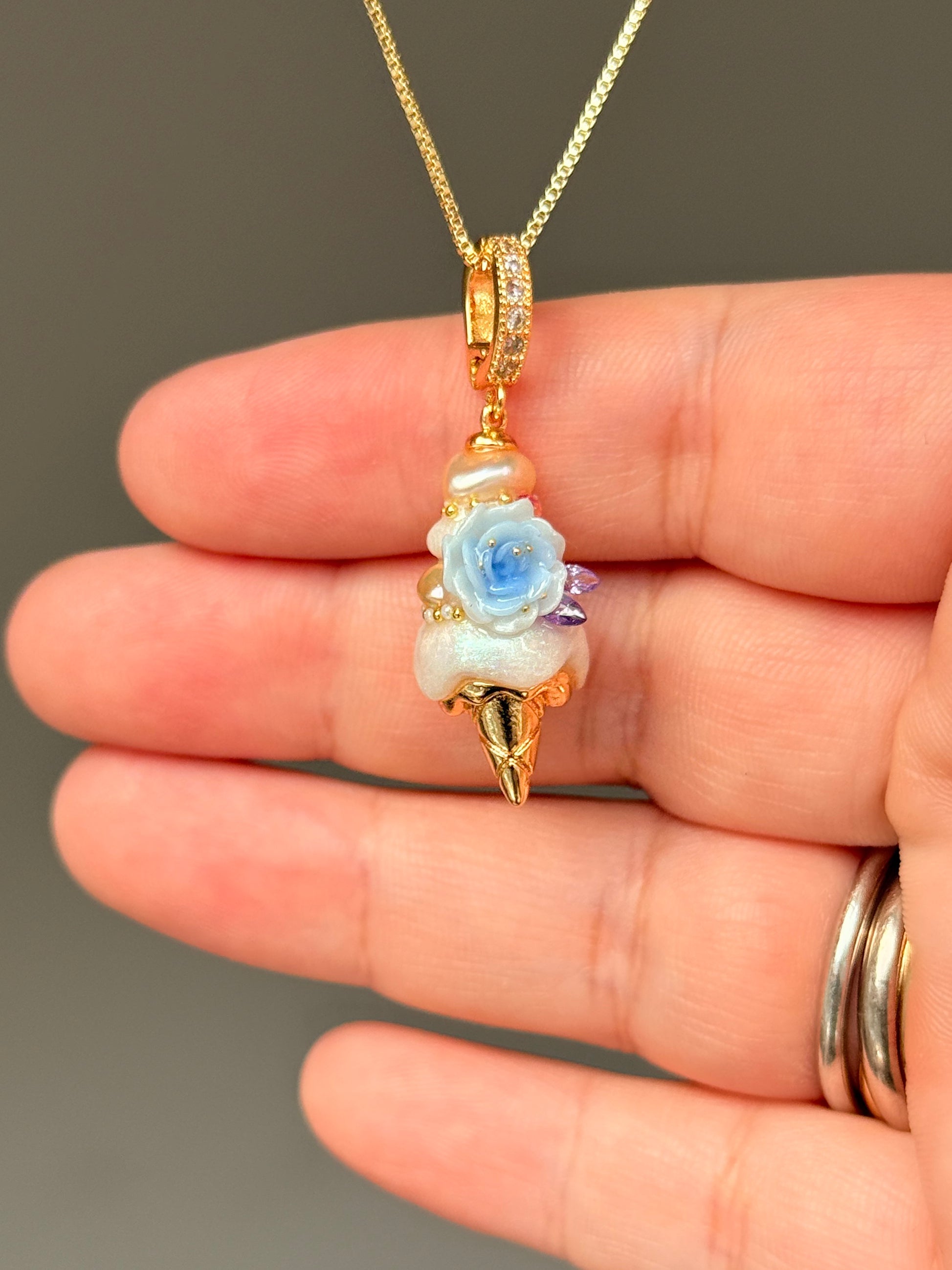 Blue Petal Scoop Baroque Pearl Necklace SKUCR64