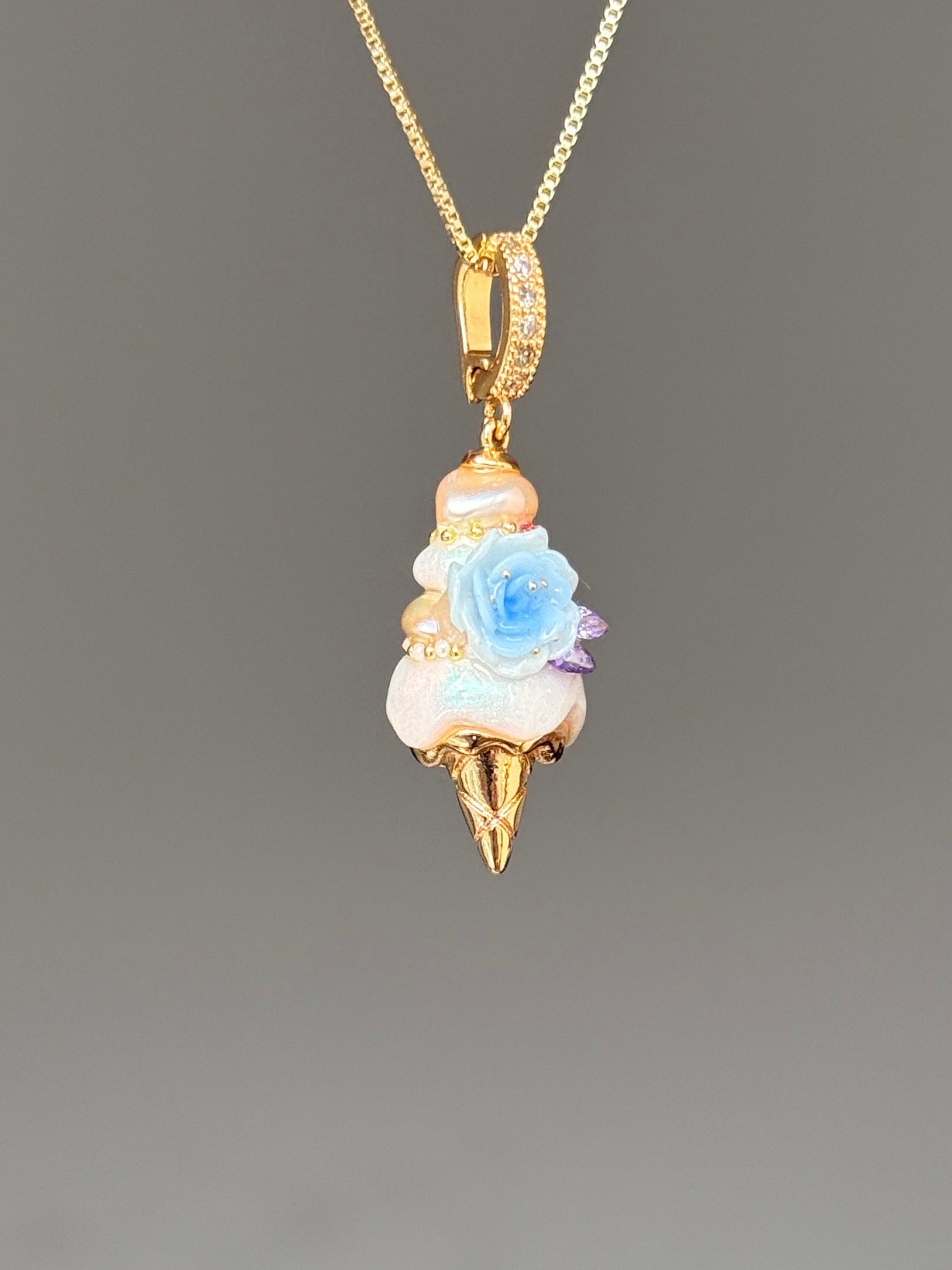 Blue Petal Scoop Baroque Pearl Necklace SKUCR64