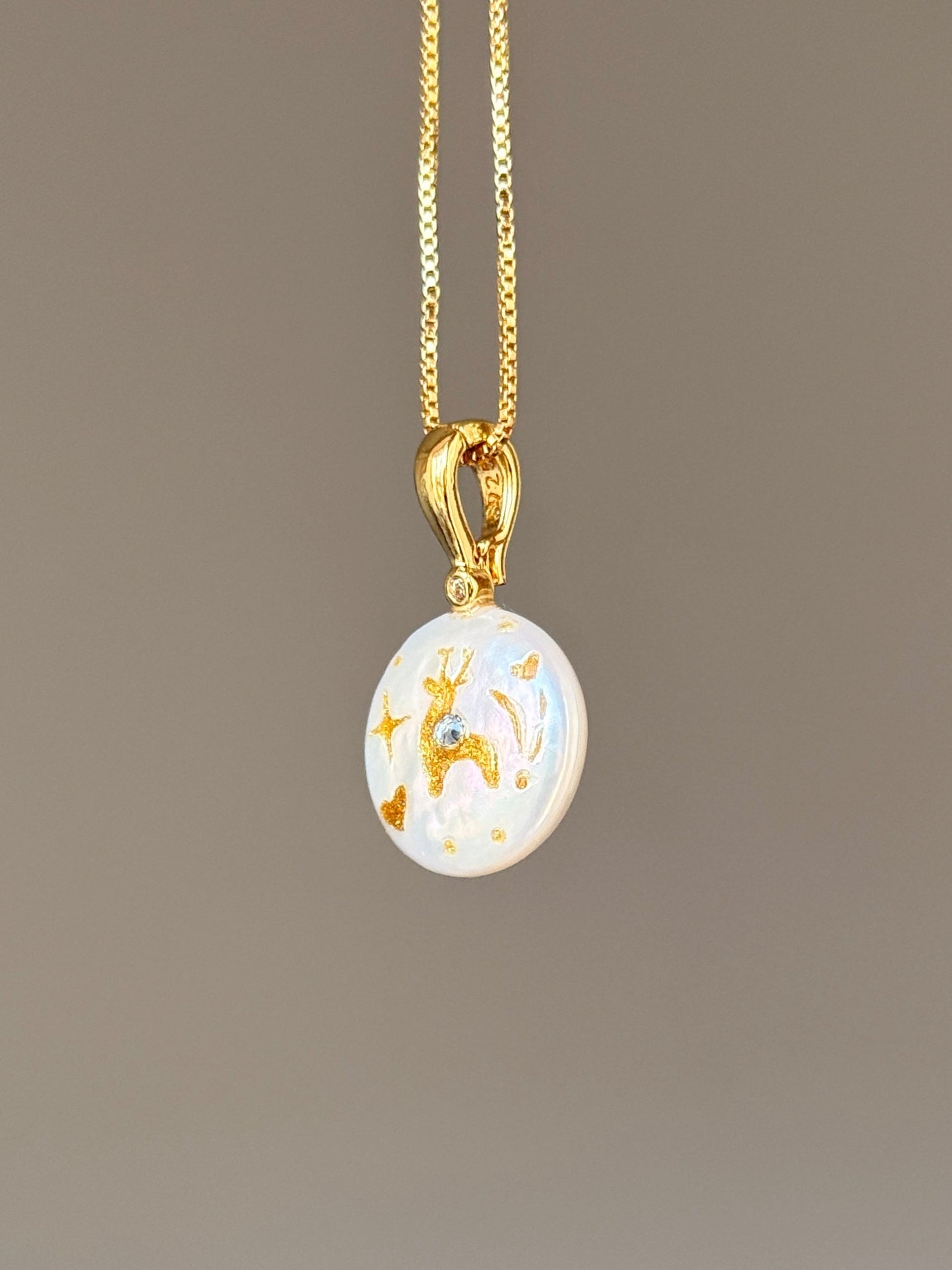 Prancing Fawn Button Baroque Pearl Necklace SKUO5