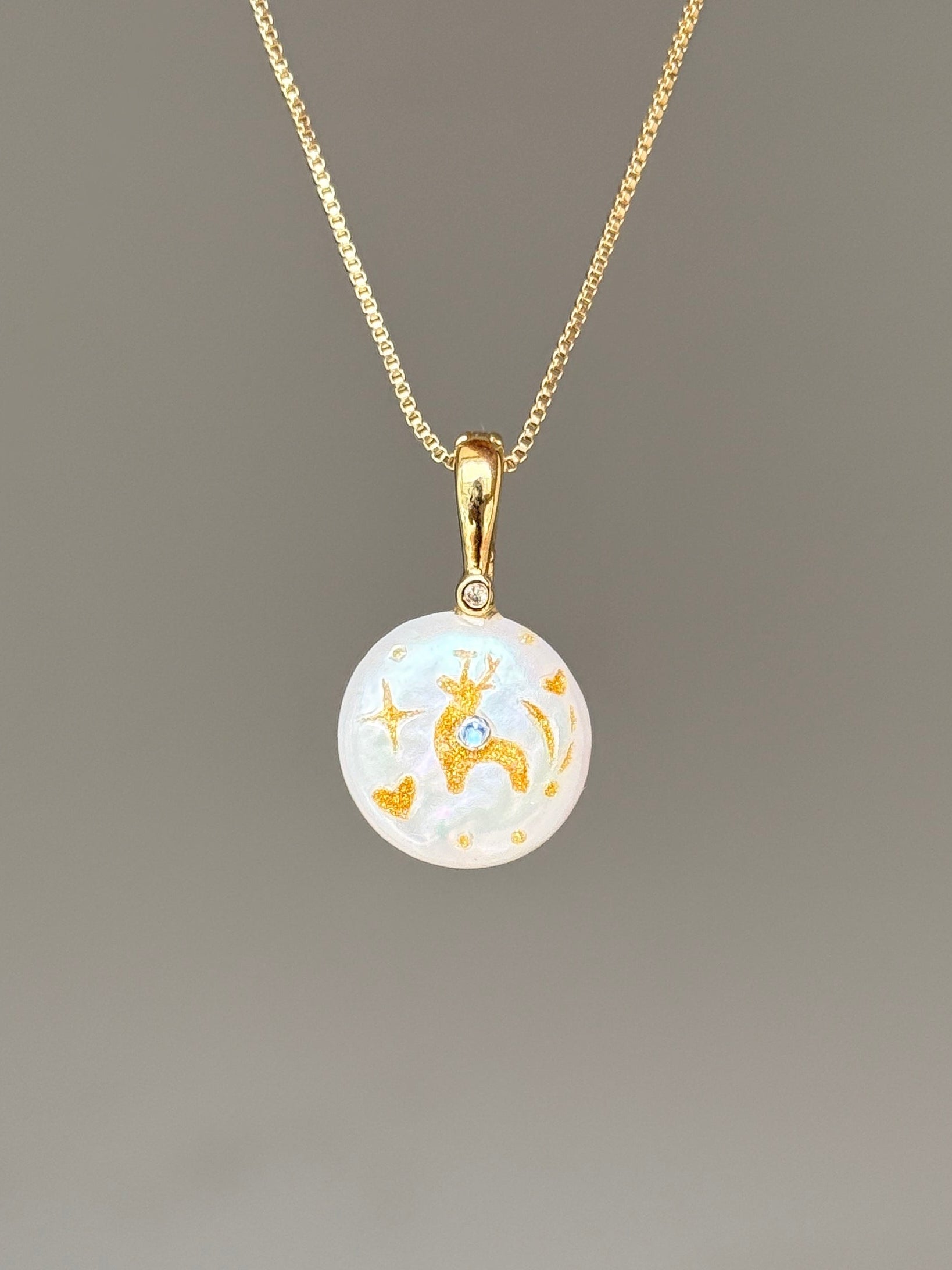 Prancing Fawn Button Baroque Pearl Necklace SKUO5