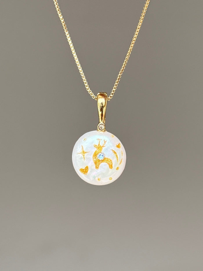Prancing Fawn Button Baroque Pearl Necklace SKUO5