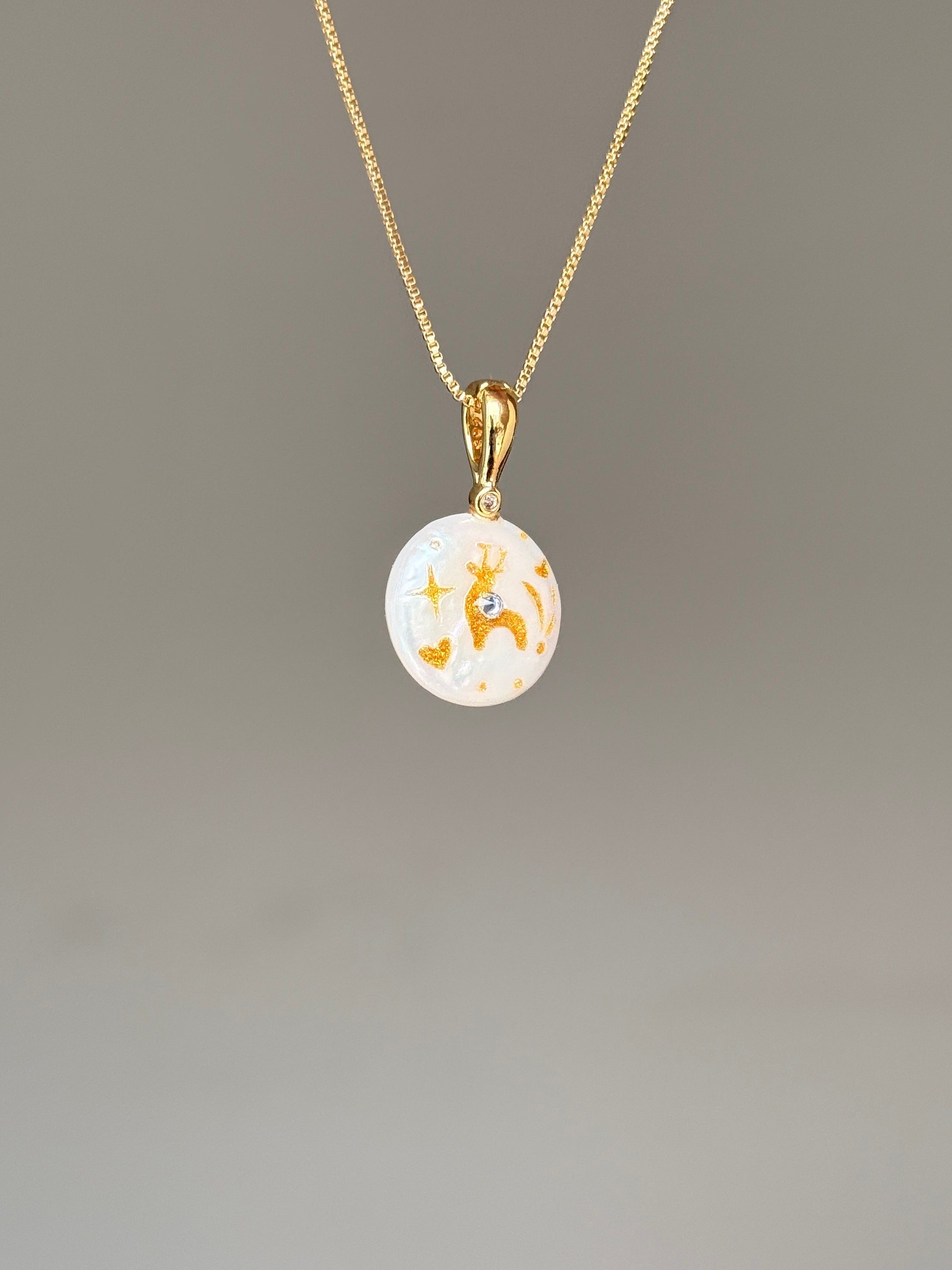 Prancing Fawn Button Baroque Pearl Necklace SKUO5