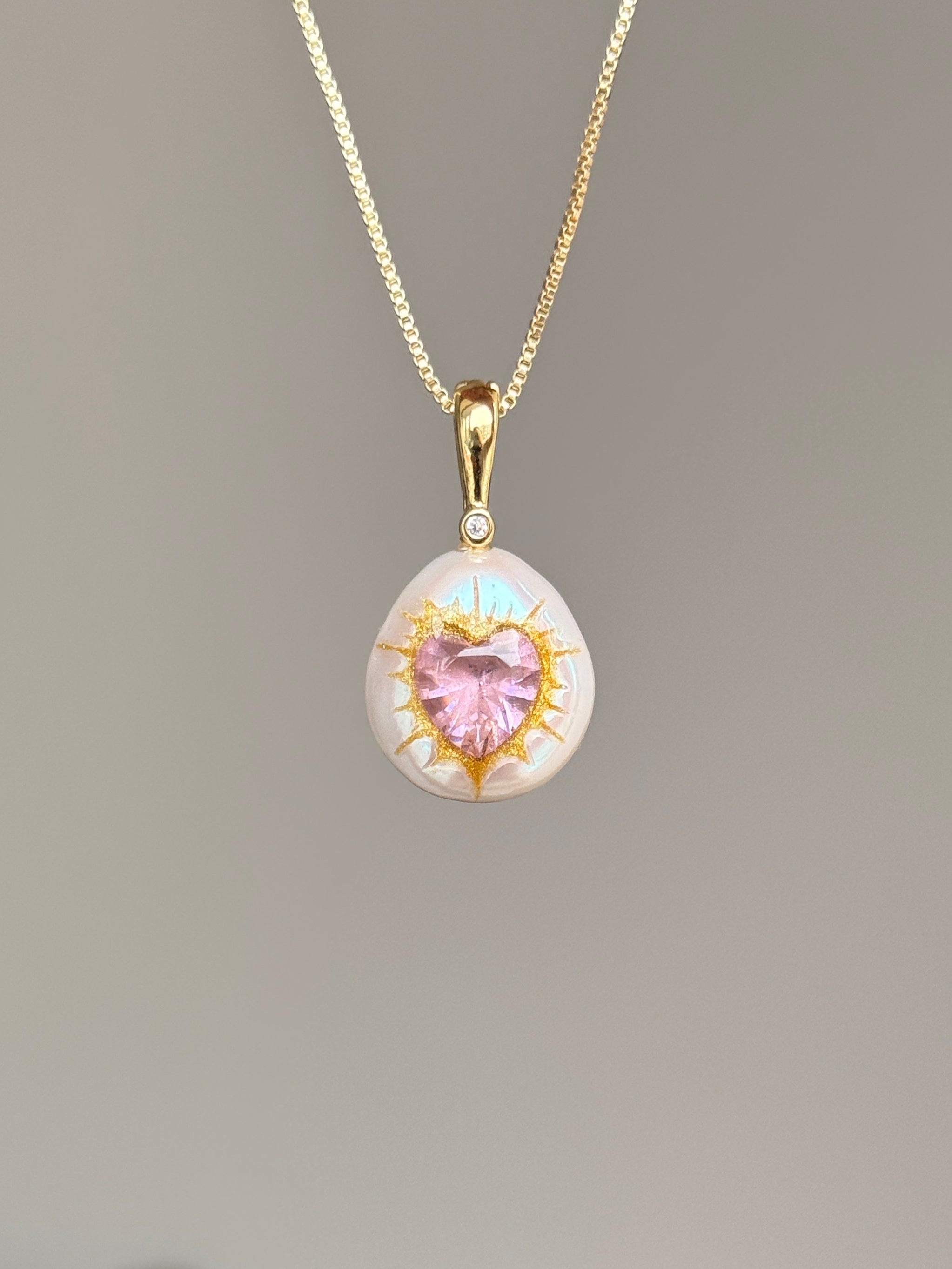 Radiant Heart Button Baroque Pearl Necklace SKUO7