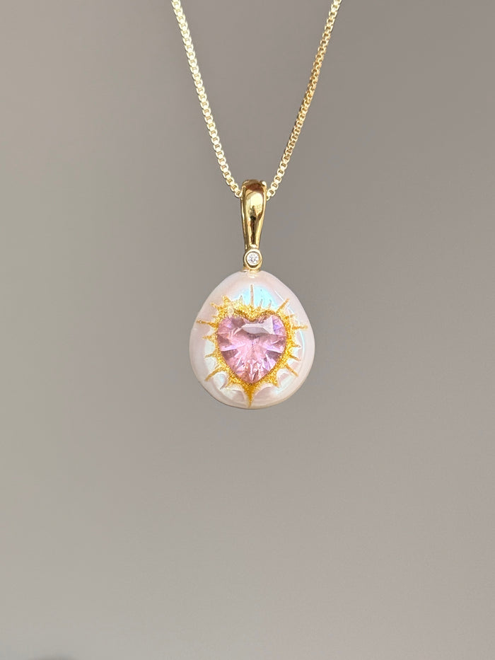 Radiant Heart Button Baroque Pearl Necklace SKUO7