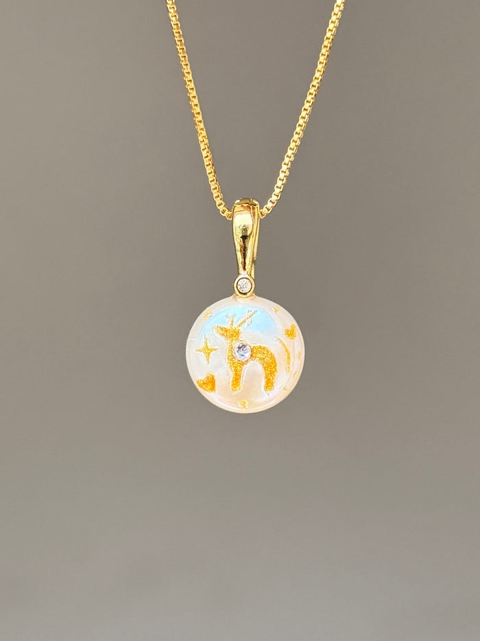 Prancing Fawn Button Baroque Pearl Necklace SKUO8